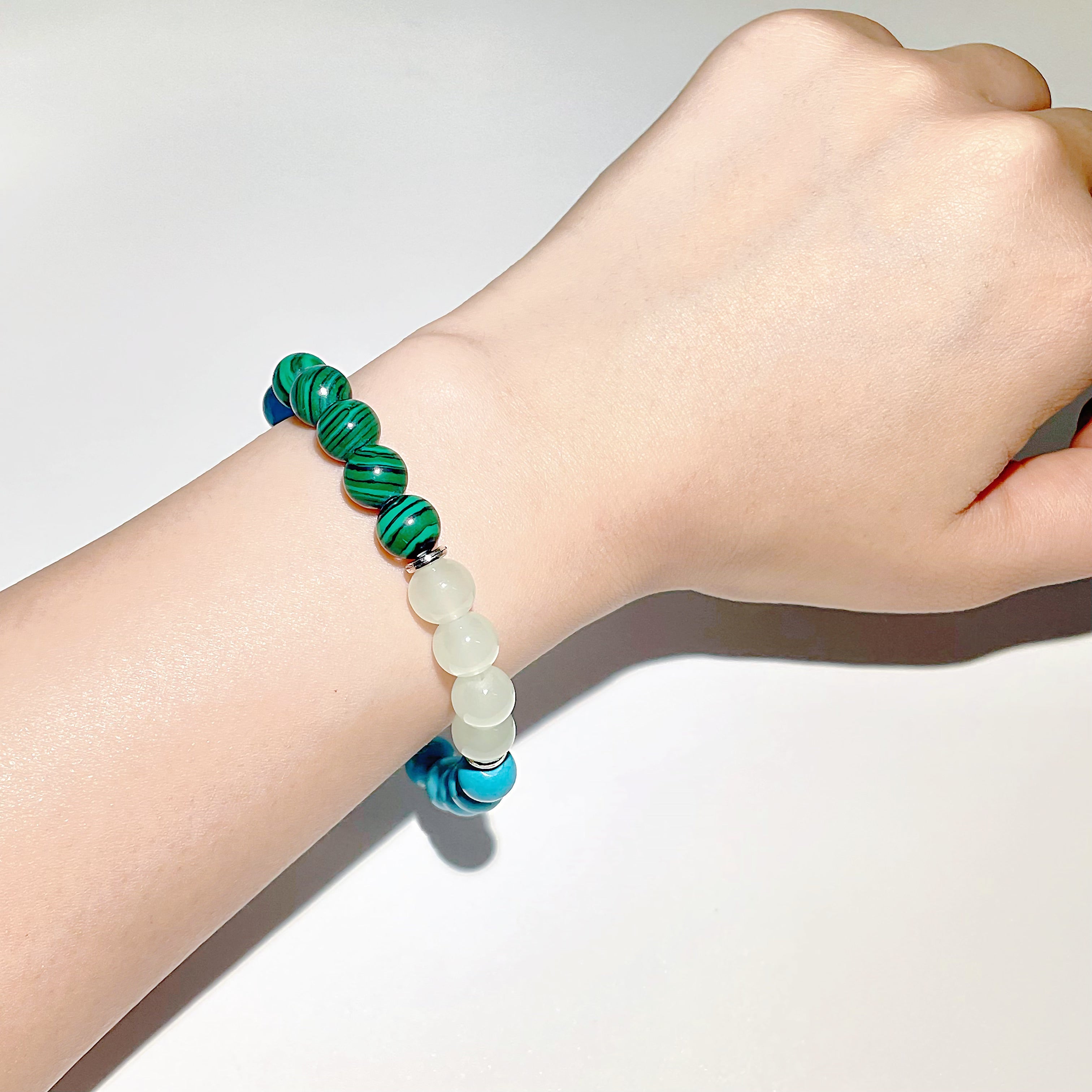 Natural Malachite & Blue Turquoise Beaded Bracelet |Guardiance & Growth - EnergyShine