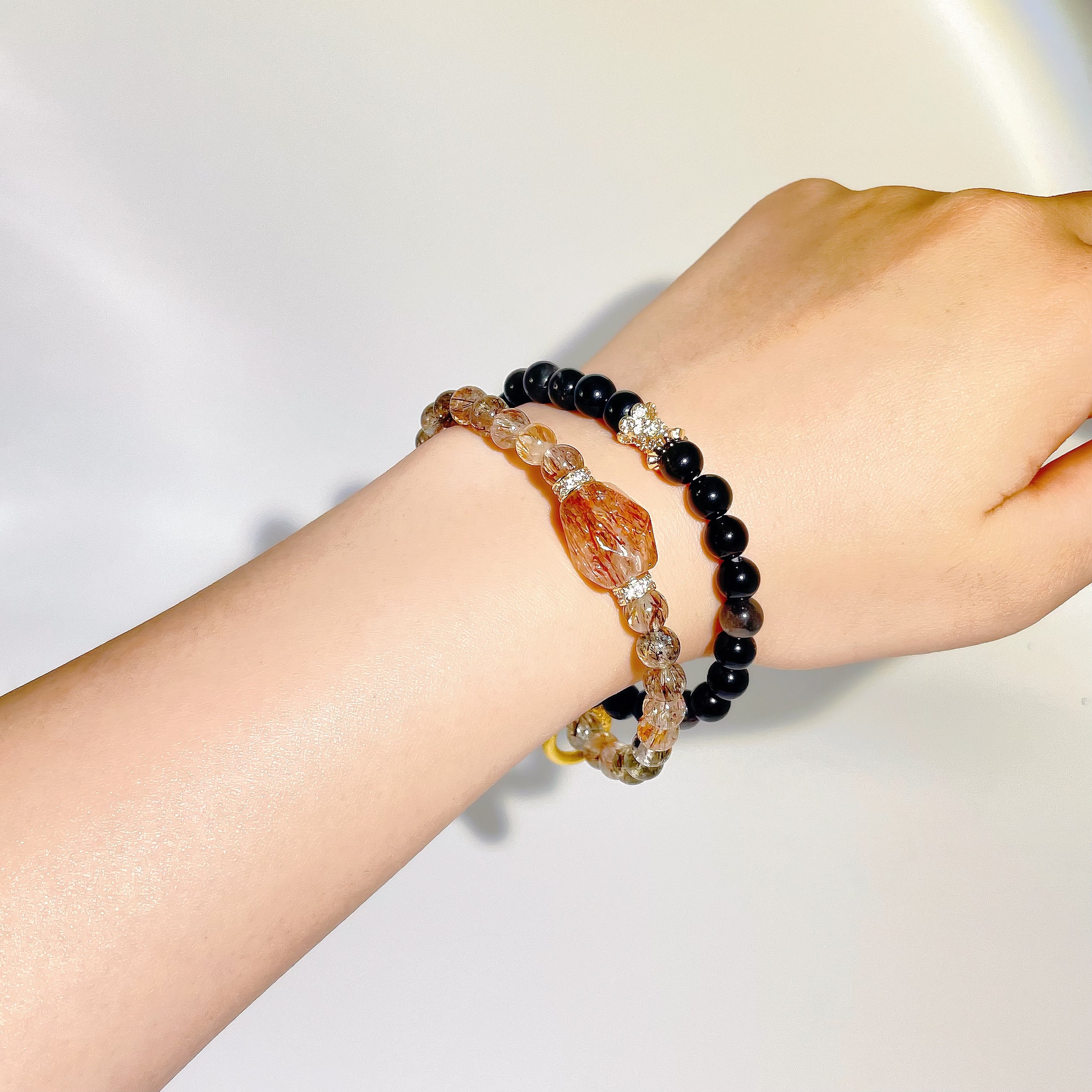 Energyshine Natural Double-Strand Black & Gold Citrine with Silver Sheen Obsidian Bracelet - EnergyShine