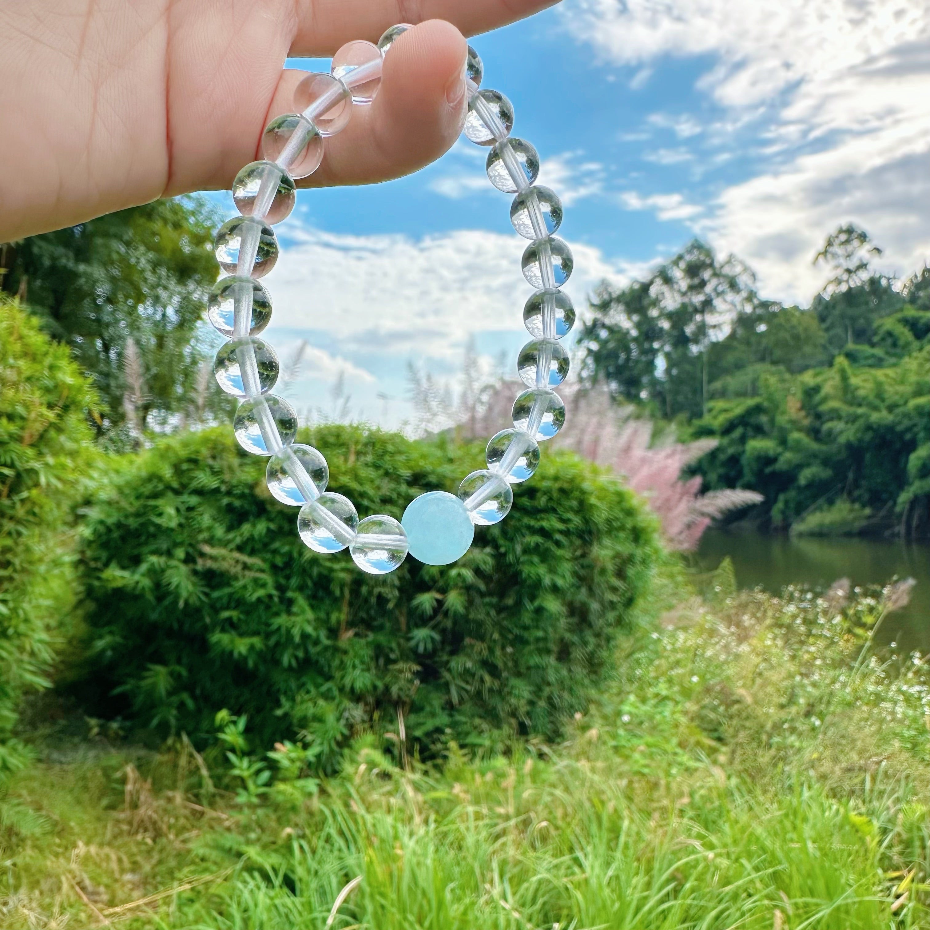 EnergyShine Clear Quartz & Aquamarine Bracelet - Amplified Clarity & Courage