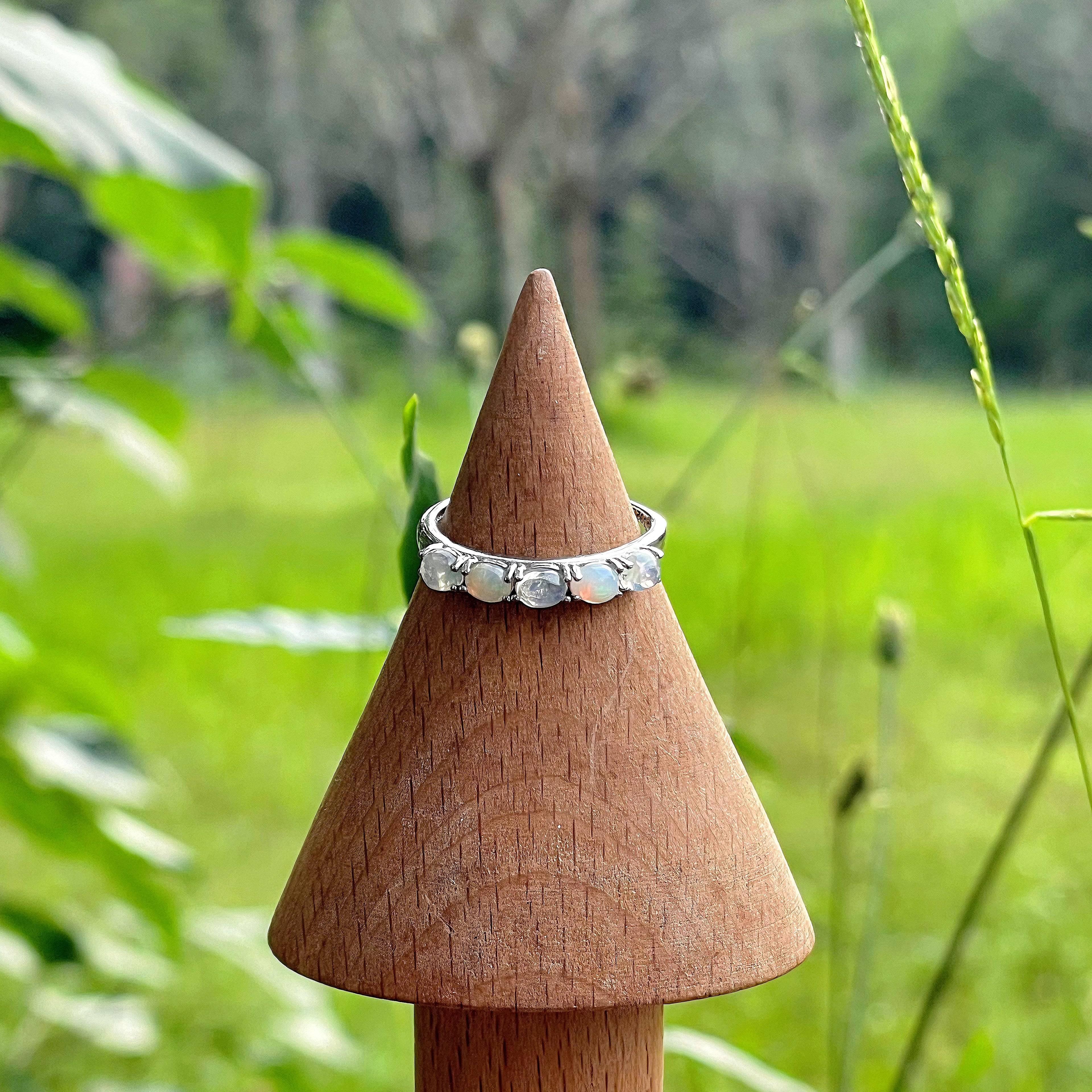 EnergyShine【Aura Capturer】Natural Opal Prong Ring - Your Personal Talisman of Luck