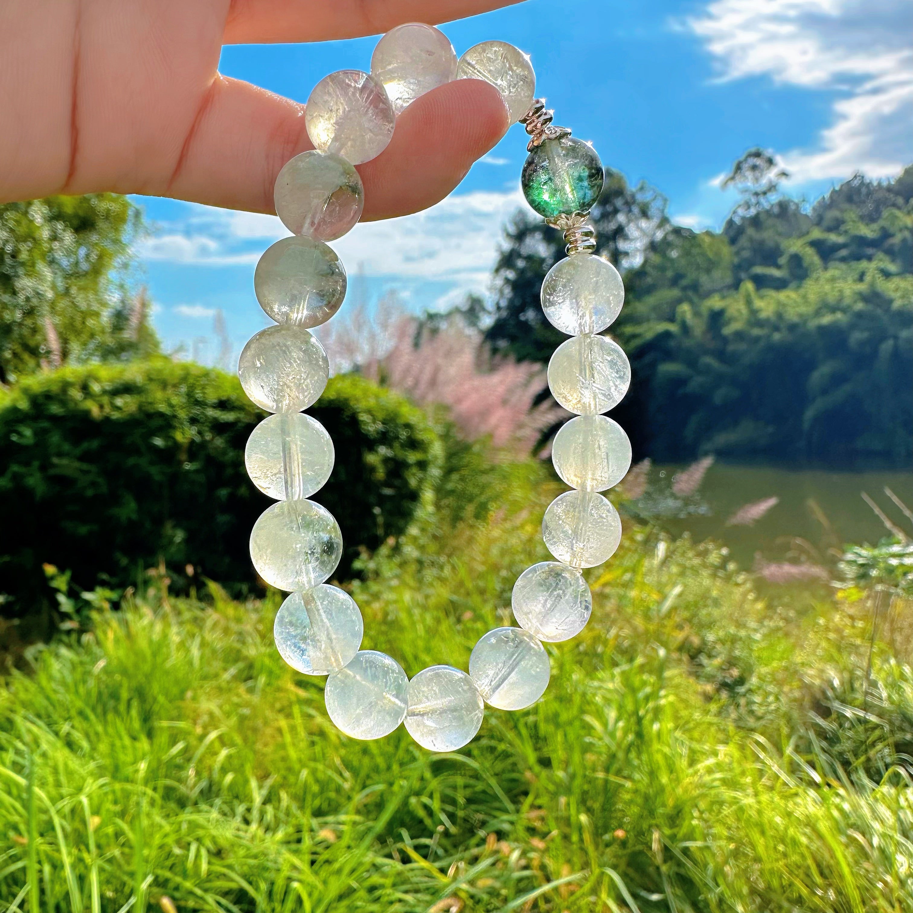 EnergyShine Pure Natural Ice-Green Azeztulite Crystal Bracelet
