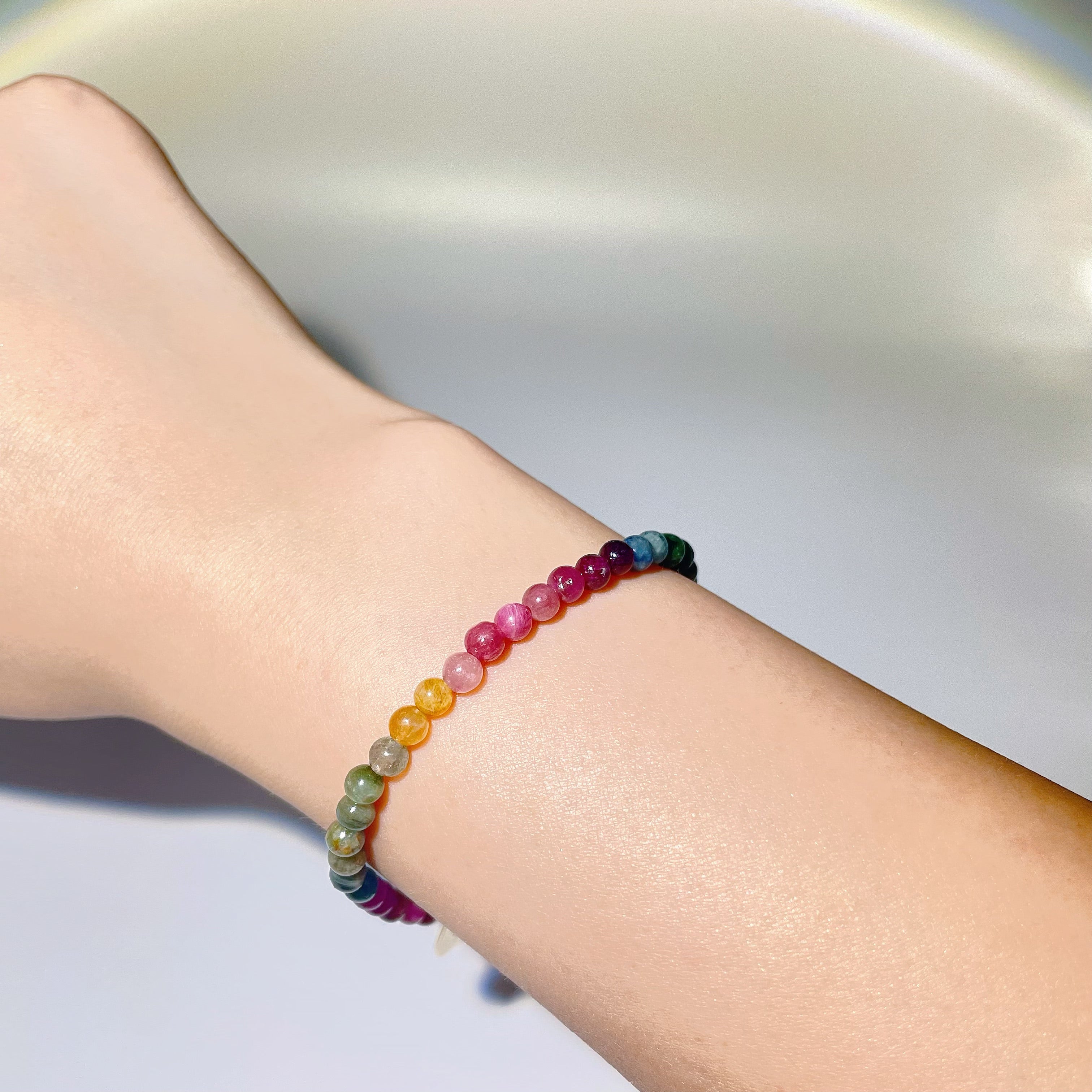 Energyshine 2mm Rainbow Tourmaline Beaded Bracelet - EnergyShine