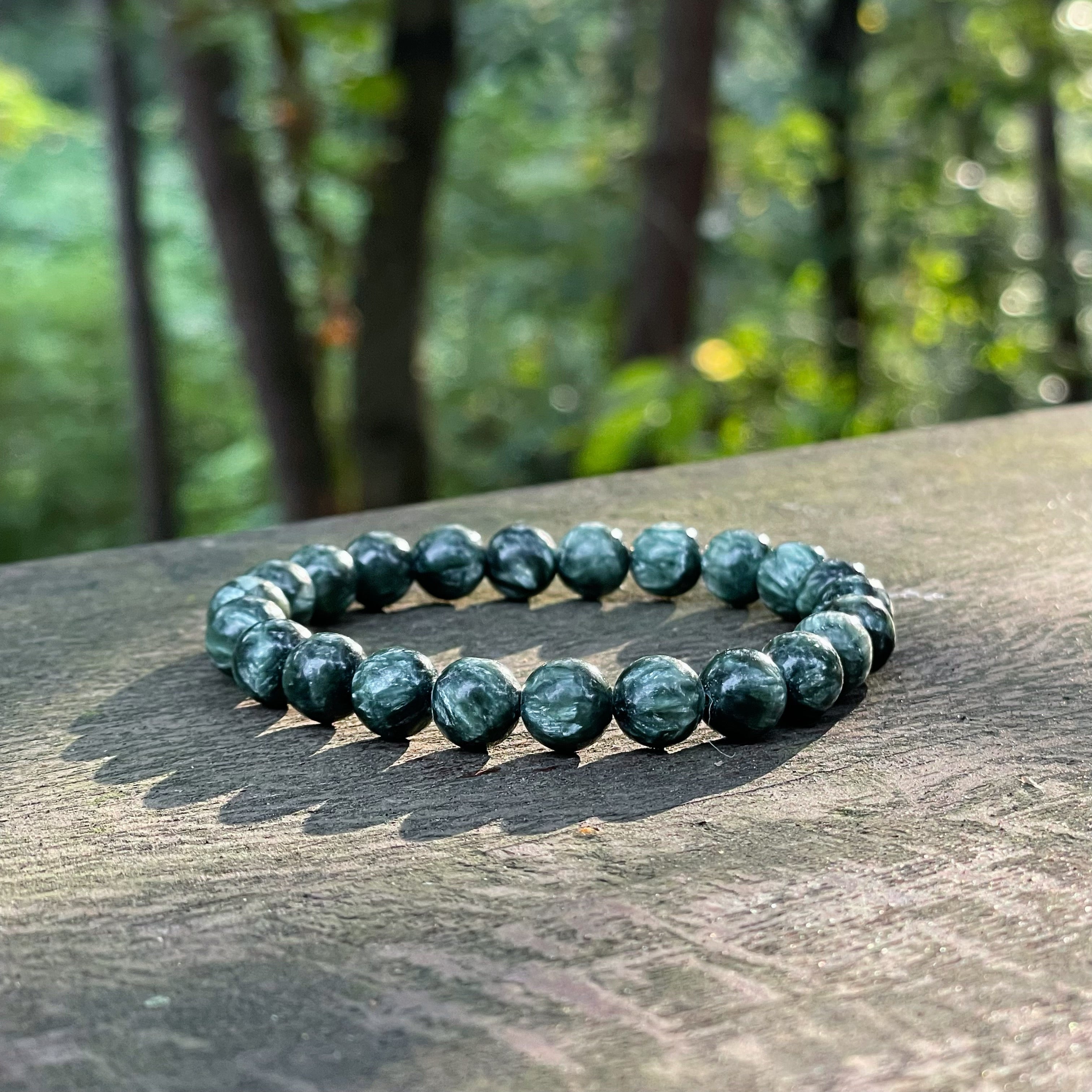Energyshine Natural Seraphinite Stone Single-Strand Bracelet