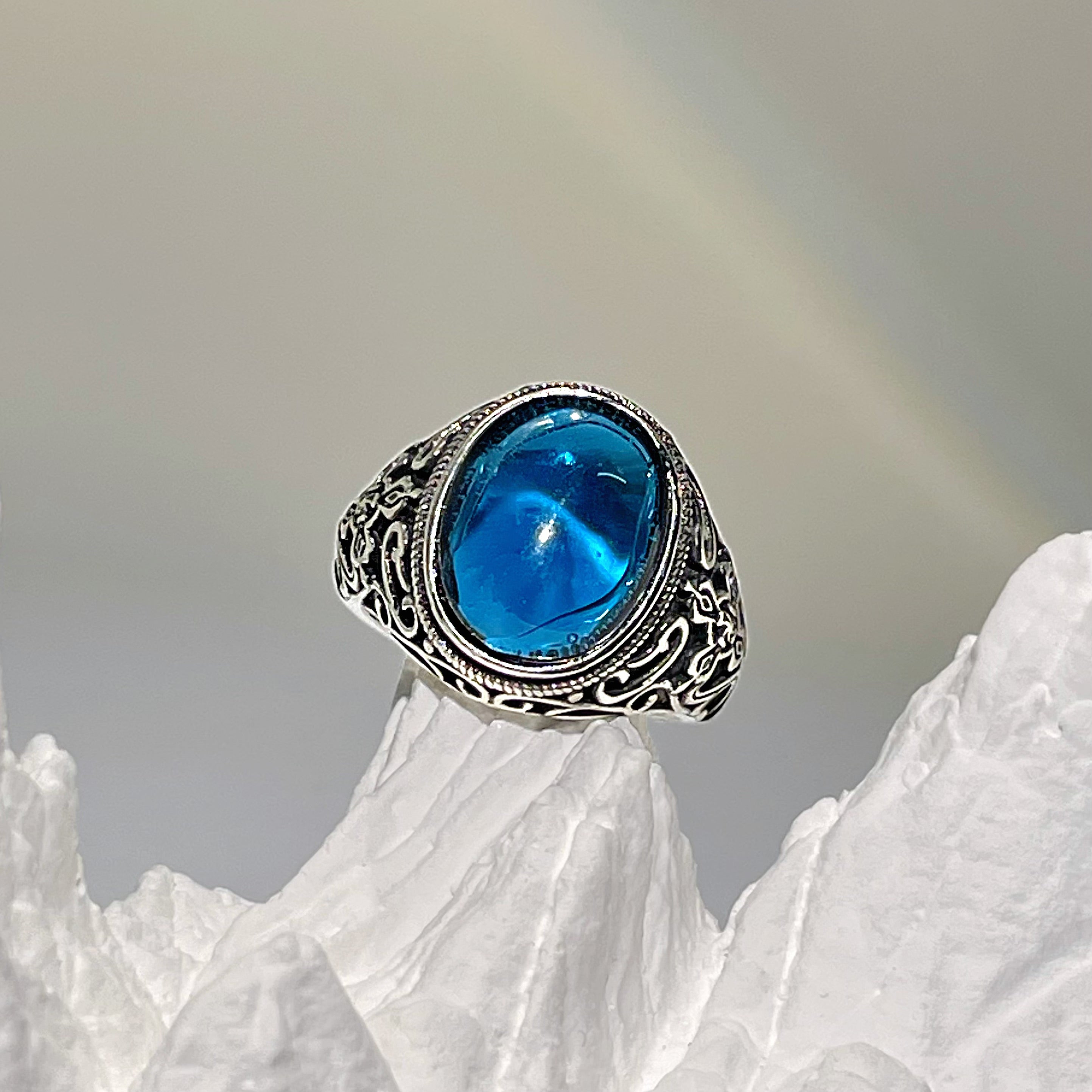 EnergyShine Natural Aquamarine Adjustable Ring | Healing Stone Jewelry - EnergyShine