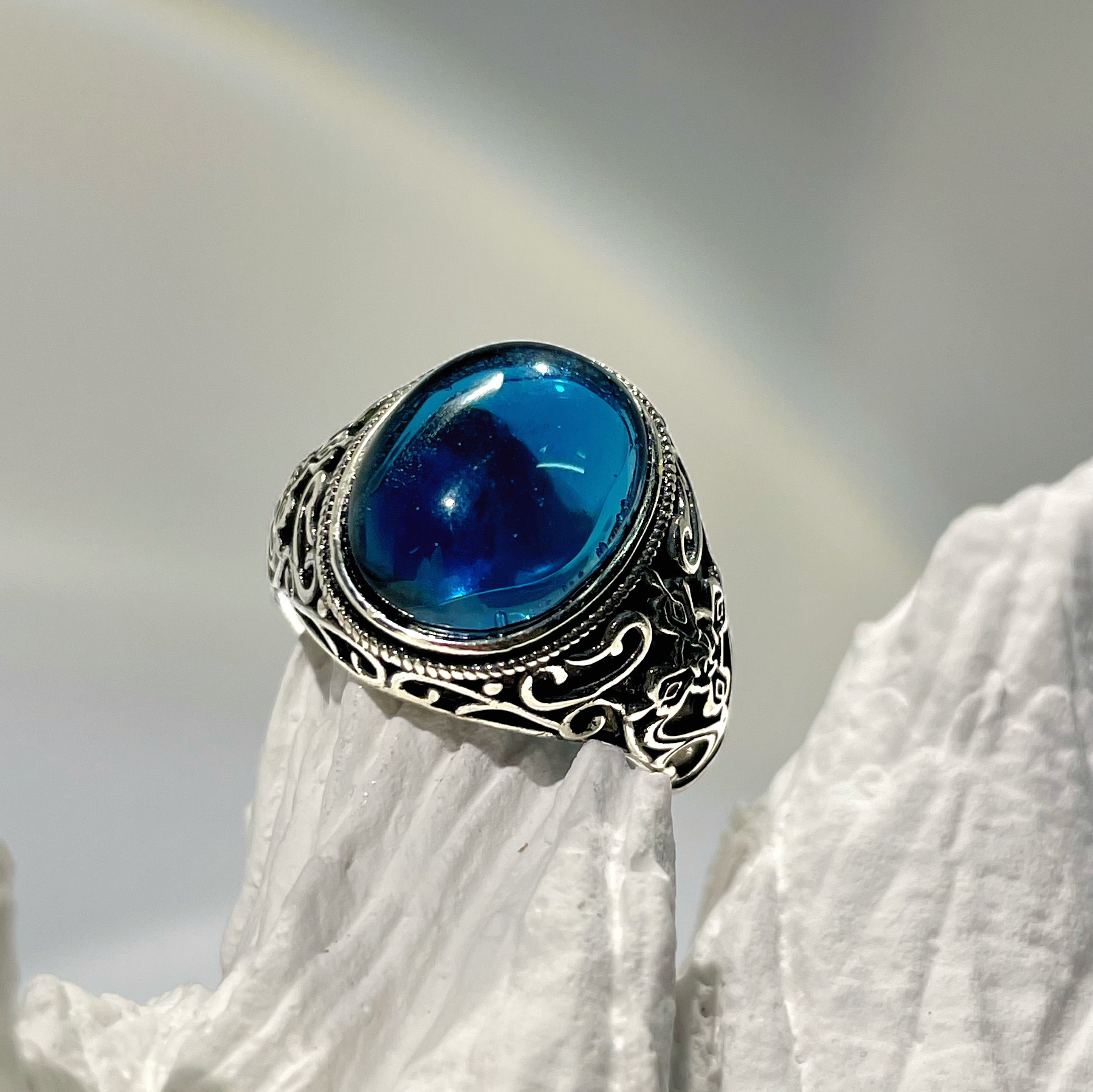 EnergyShine Natural Aquamarine Adjustable Ring | Healing Stone Jewelry - EnergyShine