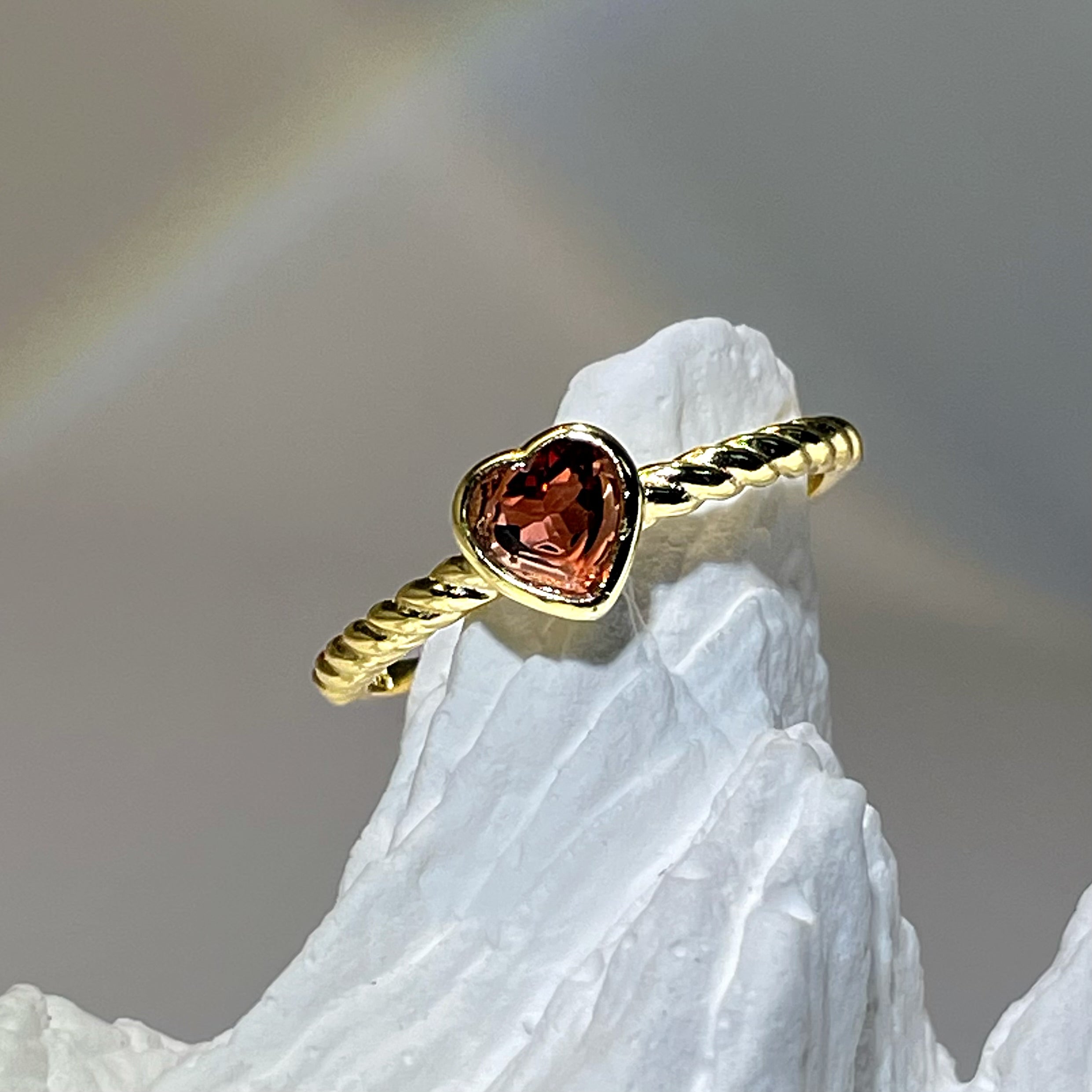 EnergyShine Natural Garnet Heart Ring - EnergyShine