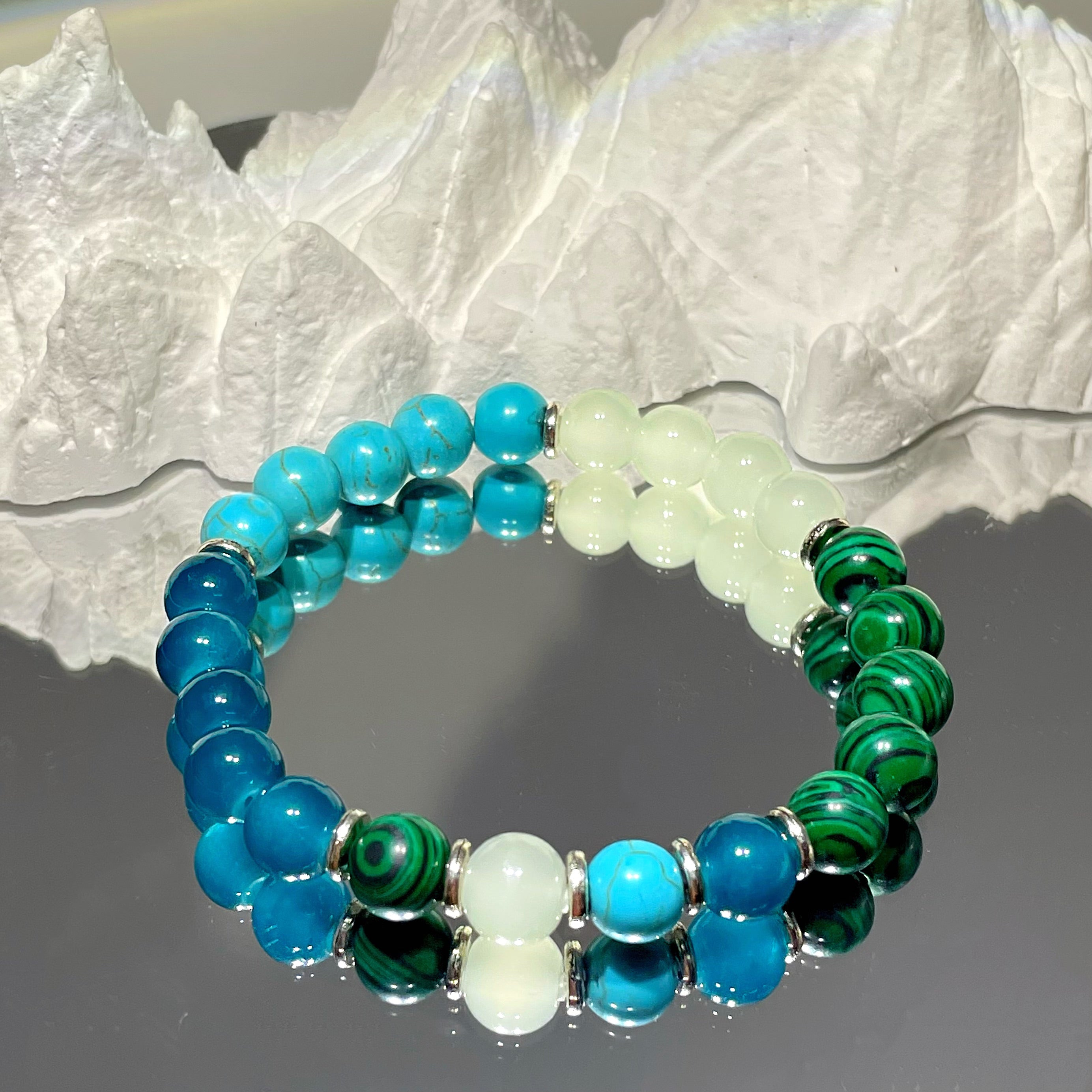EnergyShine Natural Malachite and Turquoise Beaded Bracelet - EnergyShine