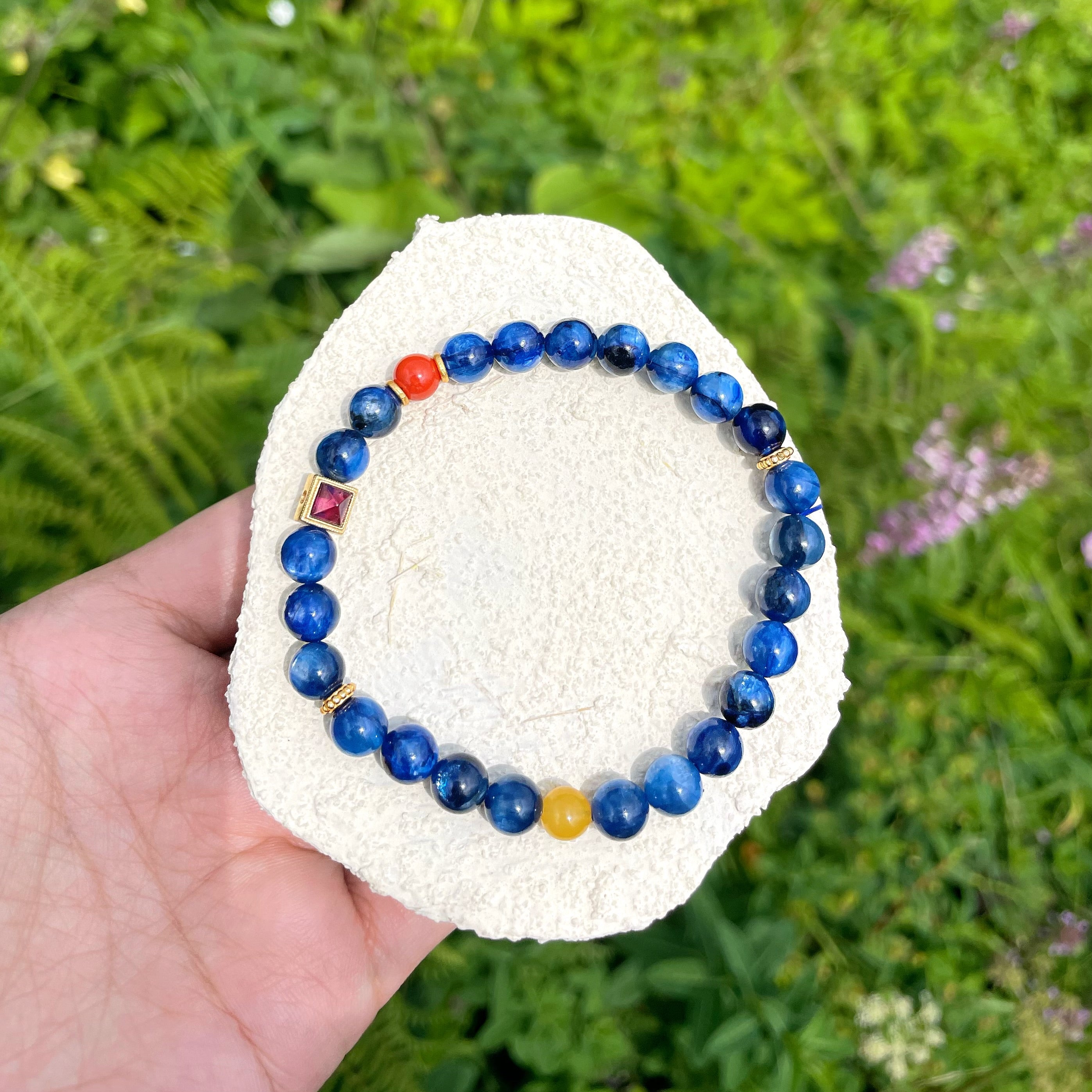 EnergyShine Natural Kyanite and Red Agate Bracelet - EnergyShine
