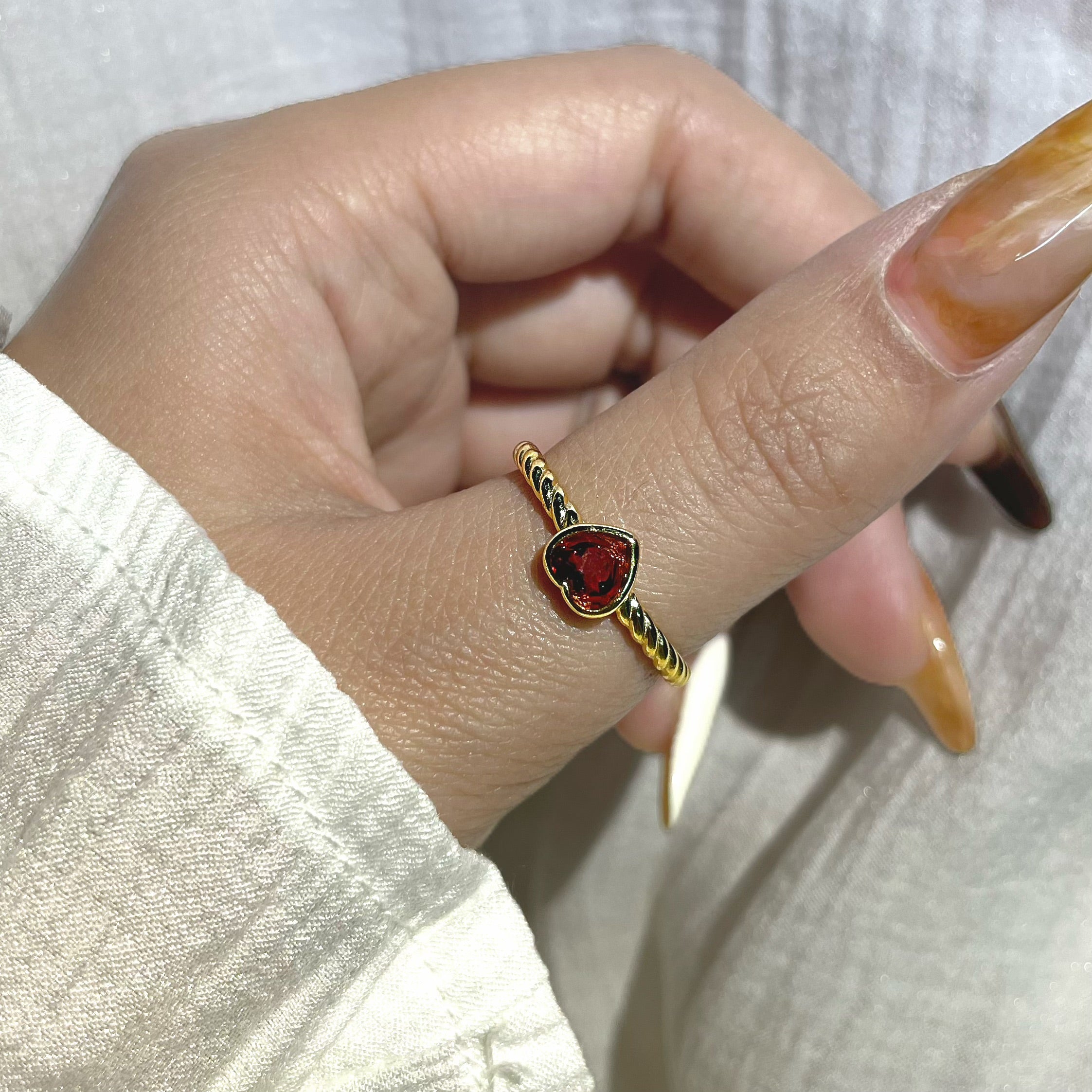 EnergyShine Natural Garnet Heart Ring - EnergyShine