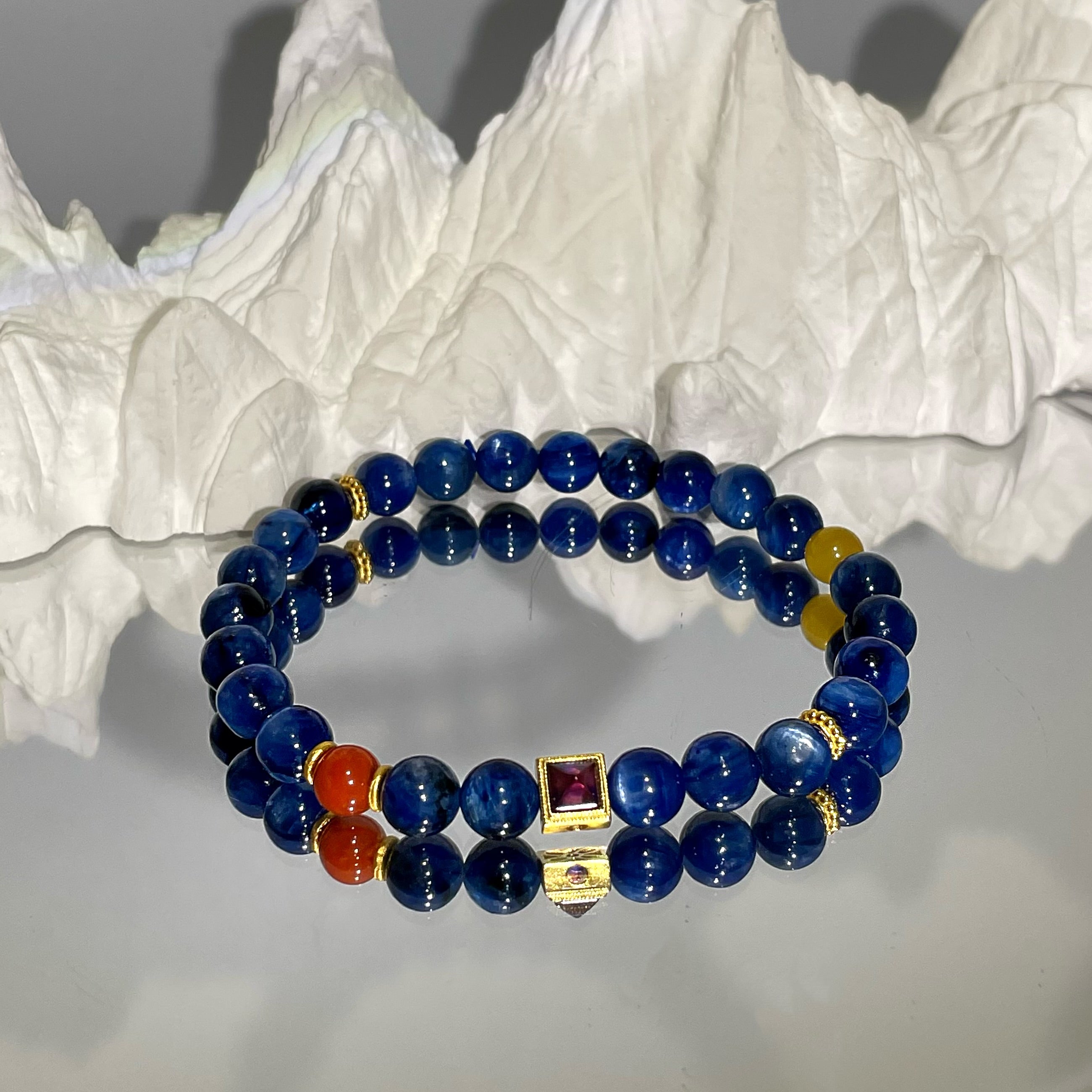 EnergyShine Natural Kyanite & Red Agate Energy Bracelet |Serene Mind, Passionate Action - EnergyShine