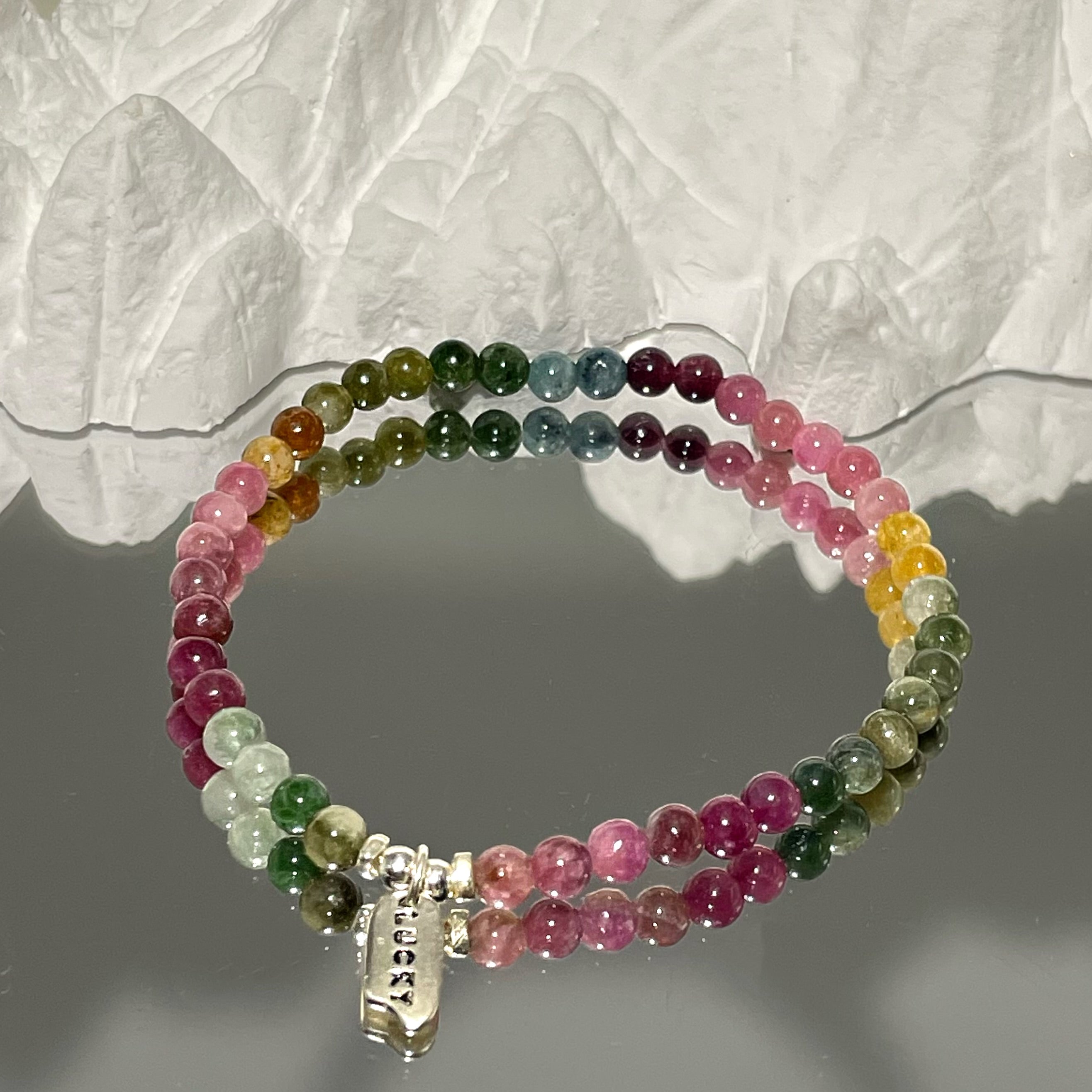 Energyshine 2mm Rainbow Tourmaline Beaded Bracelet - EnergyShine