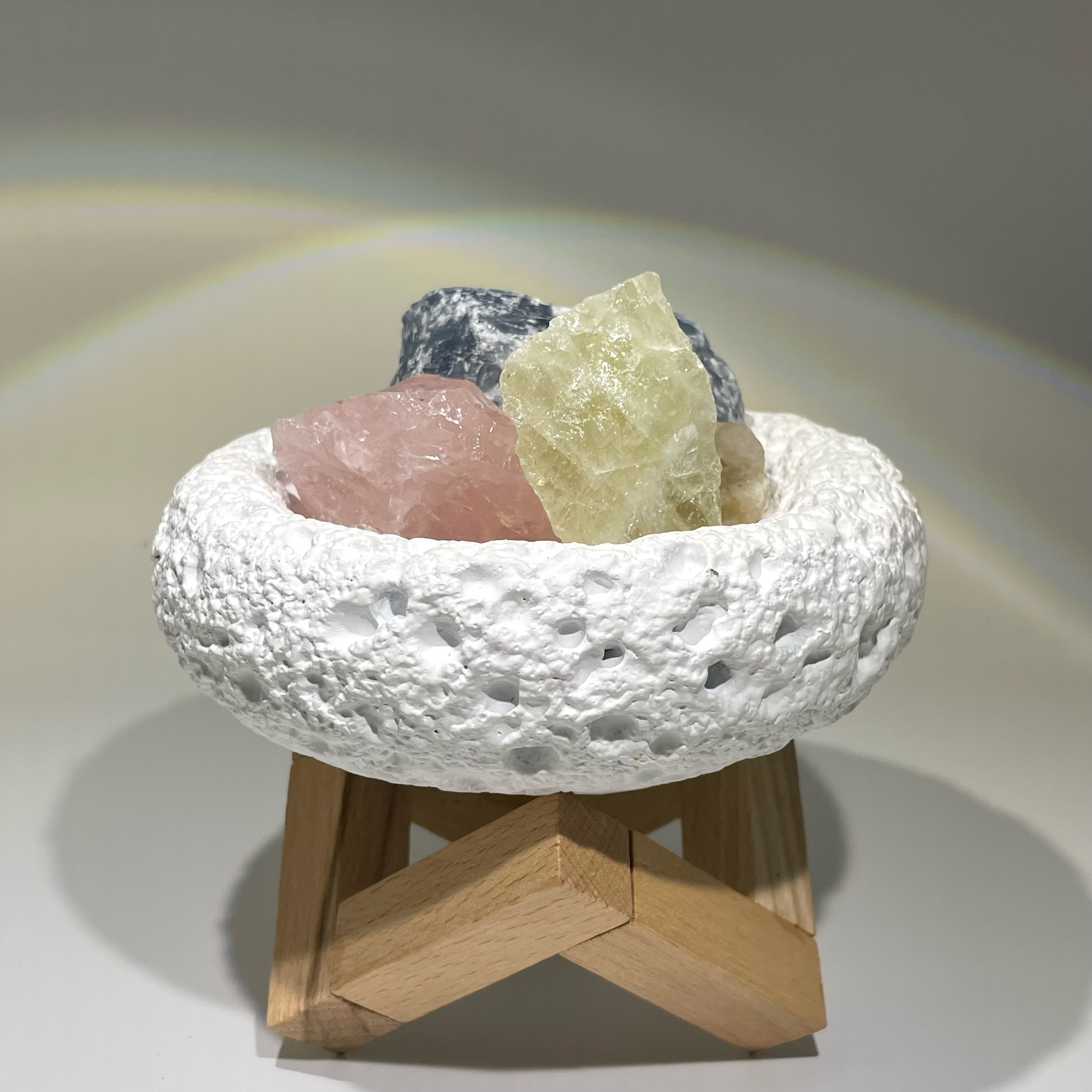 EnergyShine Minimalist White Faux Volcanic Ash Cleansing Bowl — Serene Energy Charging Station - EnergyShine