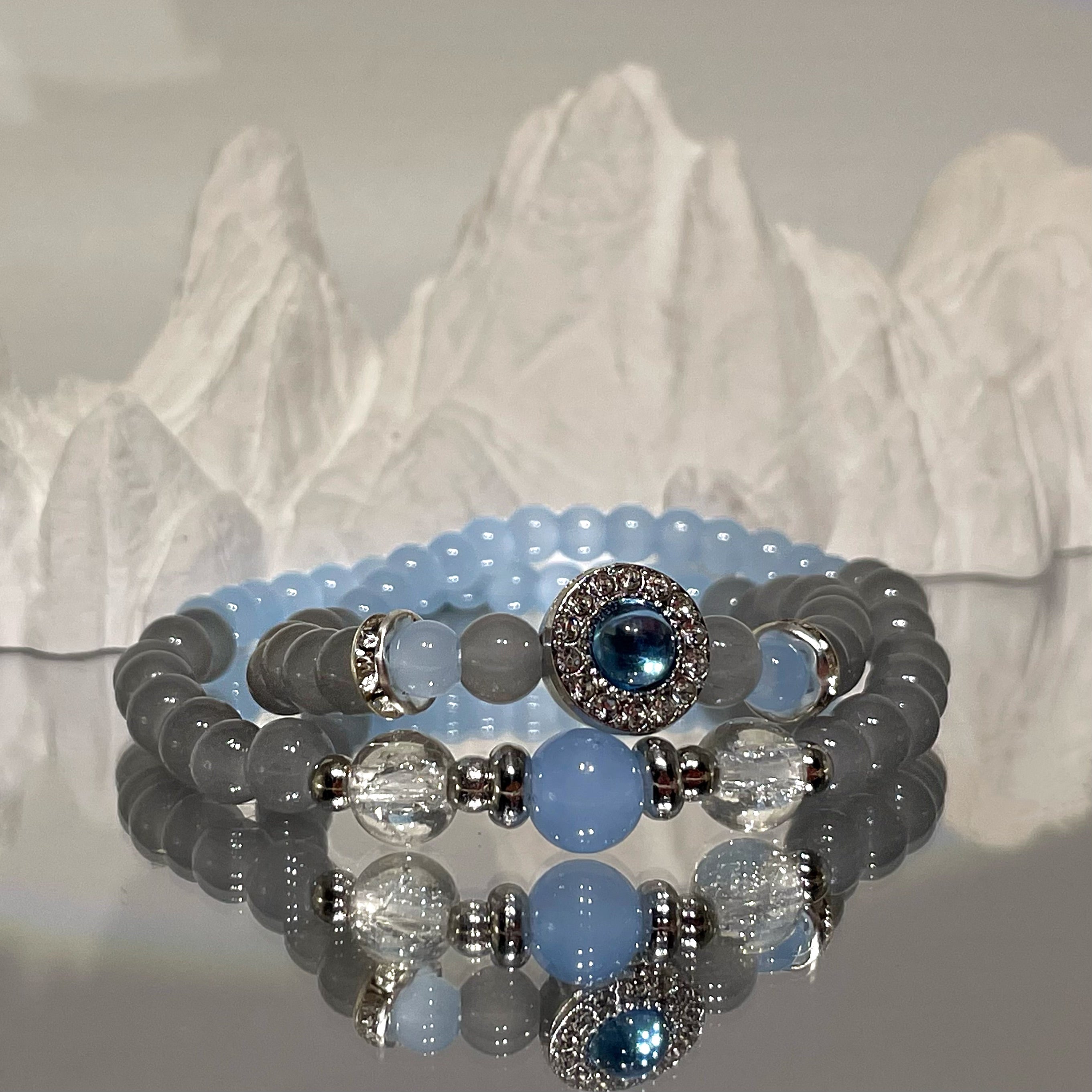 EnergyShine Clear Quartz & Aquamarine Bracelet - Amplified Clarity & Courage - EnergyShine