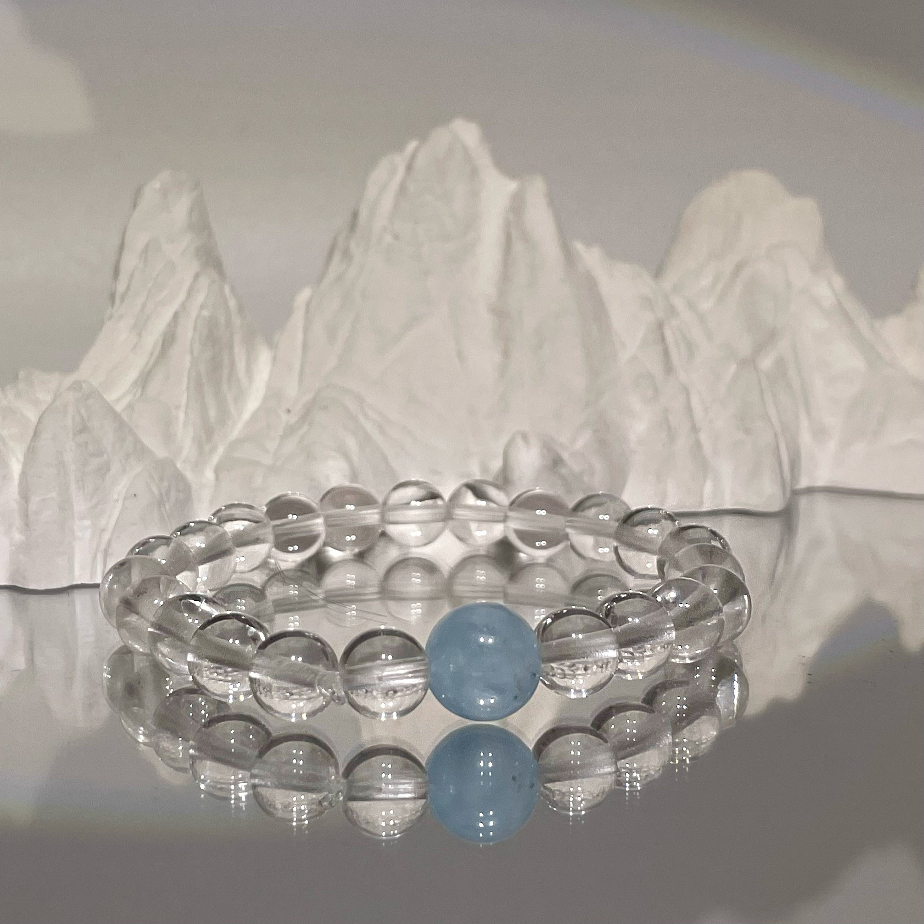 EnergyShine Clear Quartz & Aquamarine Bracelet - Amplified Clarity & Courage - EnergyShine