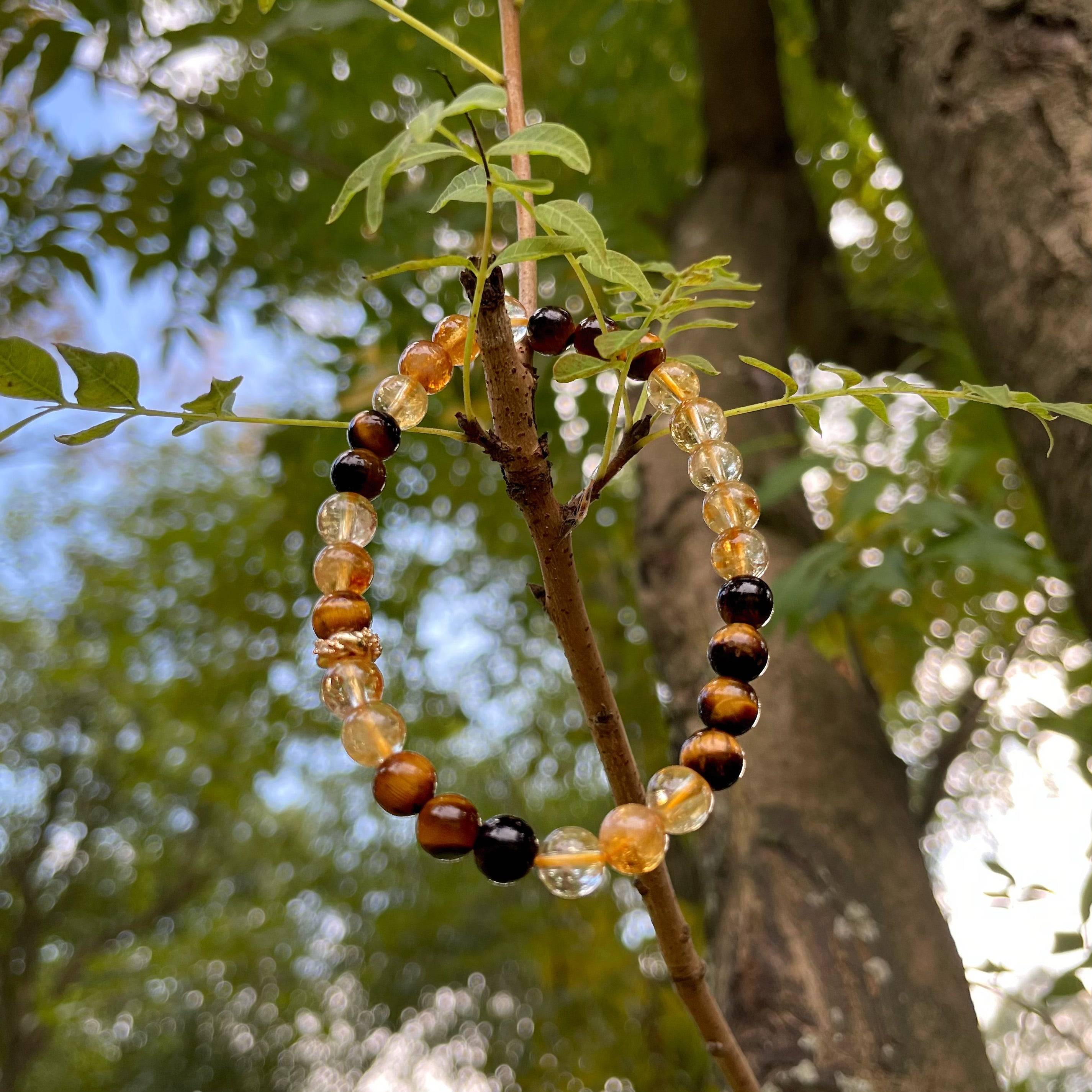 Energyshine Natural Citrine & Golden Healer Quartz & Tiger Eye Bracelet