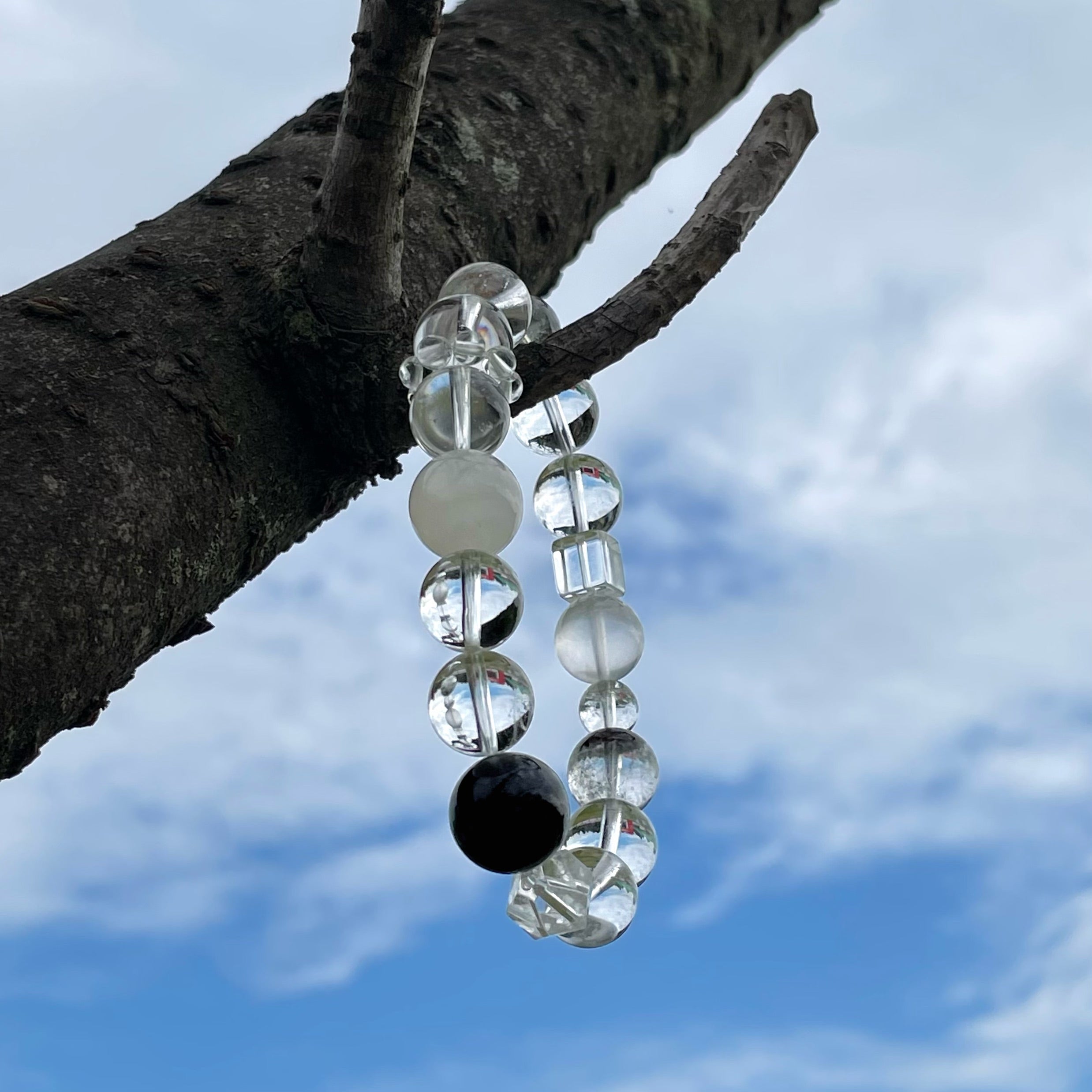 Energyshine Natural Green Phantom & Snow Quartz Minimalist Bracelet