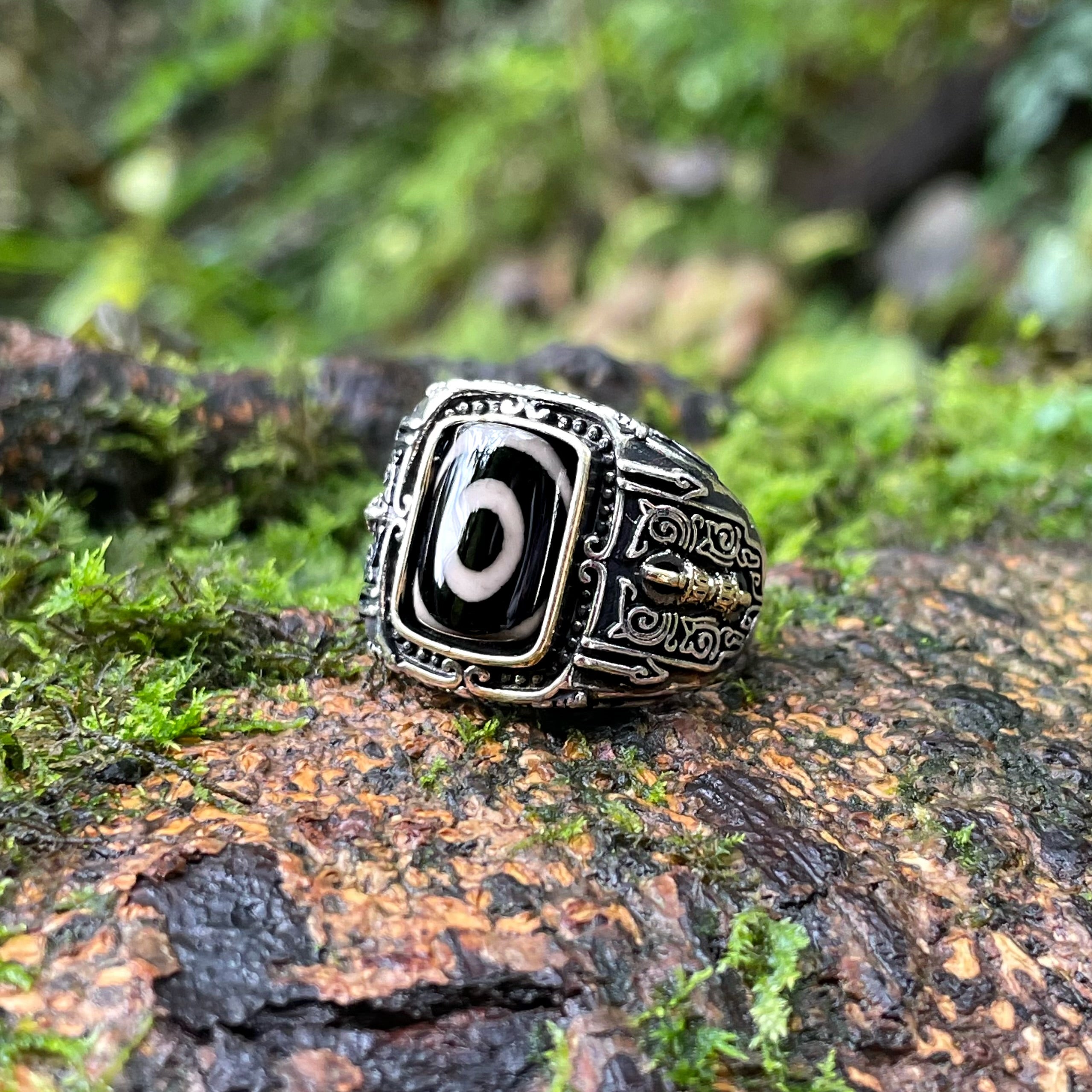 EnergyShine Tibetan Dzi Sliding Ring (Adjustable Size)