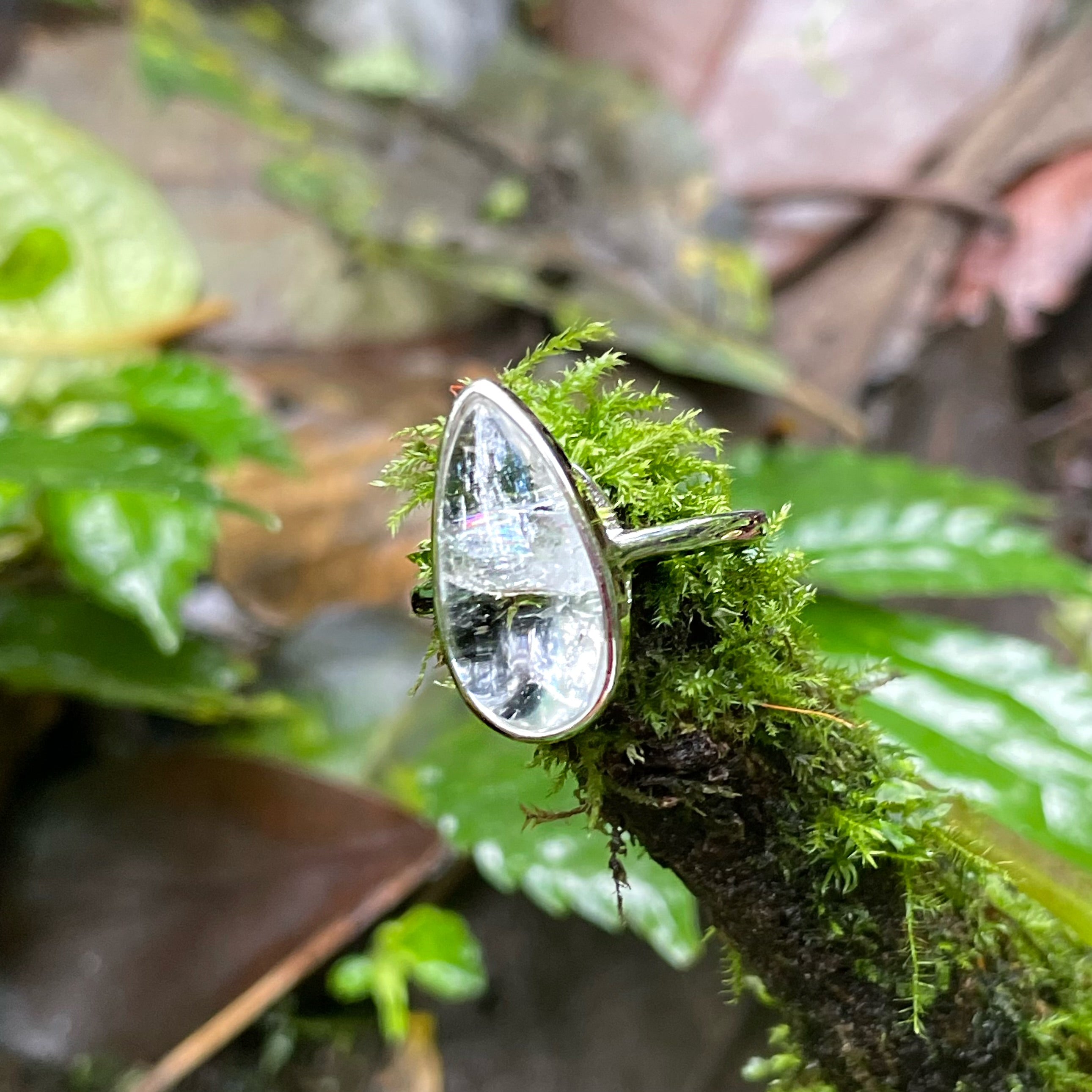 Energyshine Natural White Crystal Phantom Quartz Ring: Energy Purifying Spiritual Crystal Jewelry