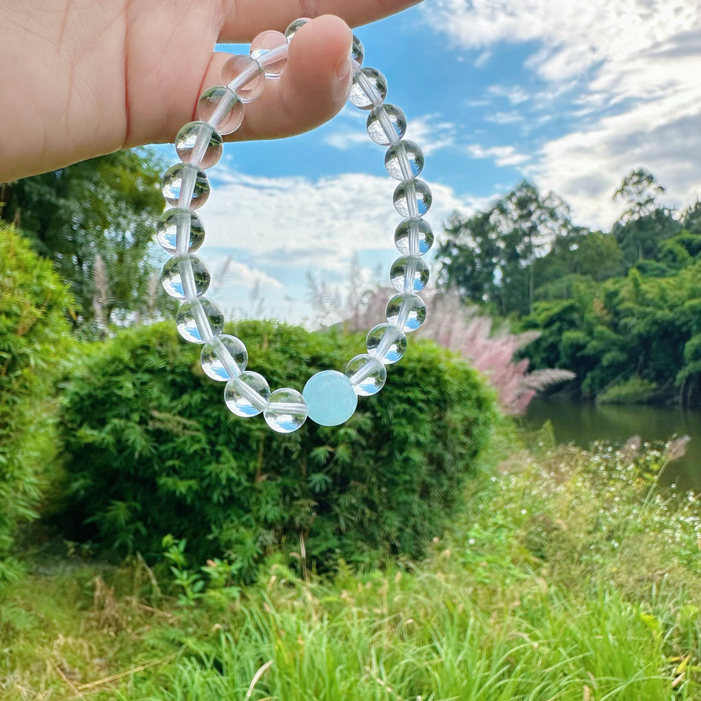 EnergyShine Clear Quartz & Aquamarine Bracelet - Amplified Clarity & Courage