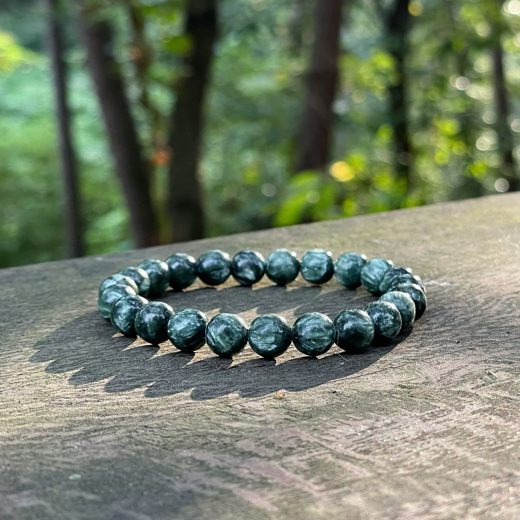 Energyshine Natural Seraphinite Stone Single-Strand Bracelet