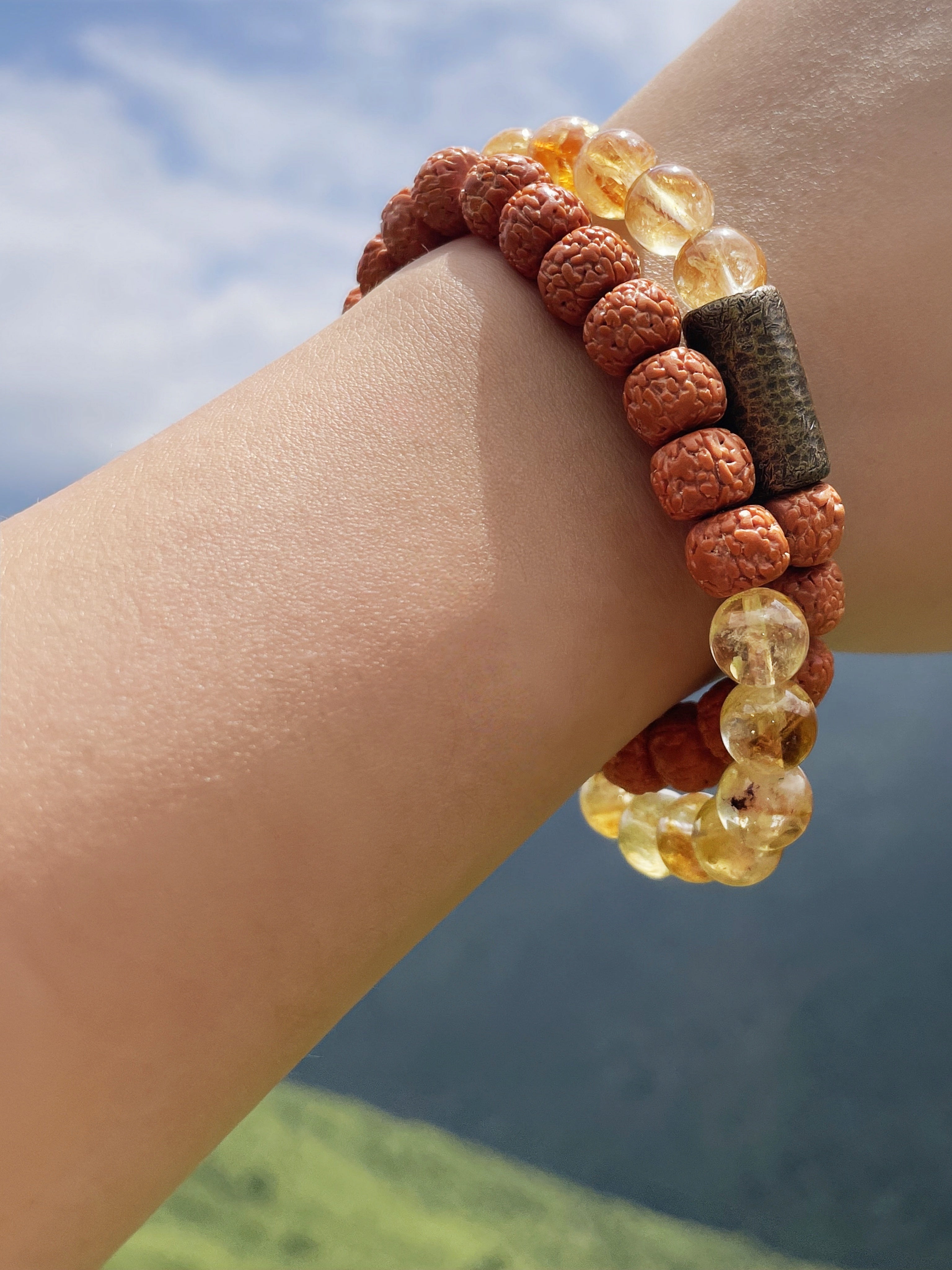 EnergyShine Citrine & Rudraksha Mala Bracelet
