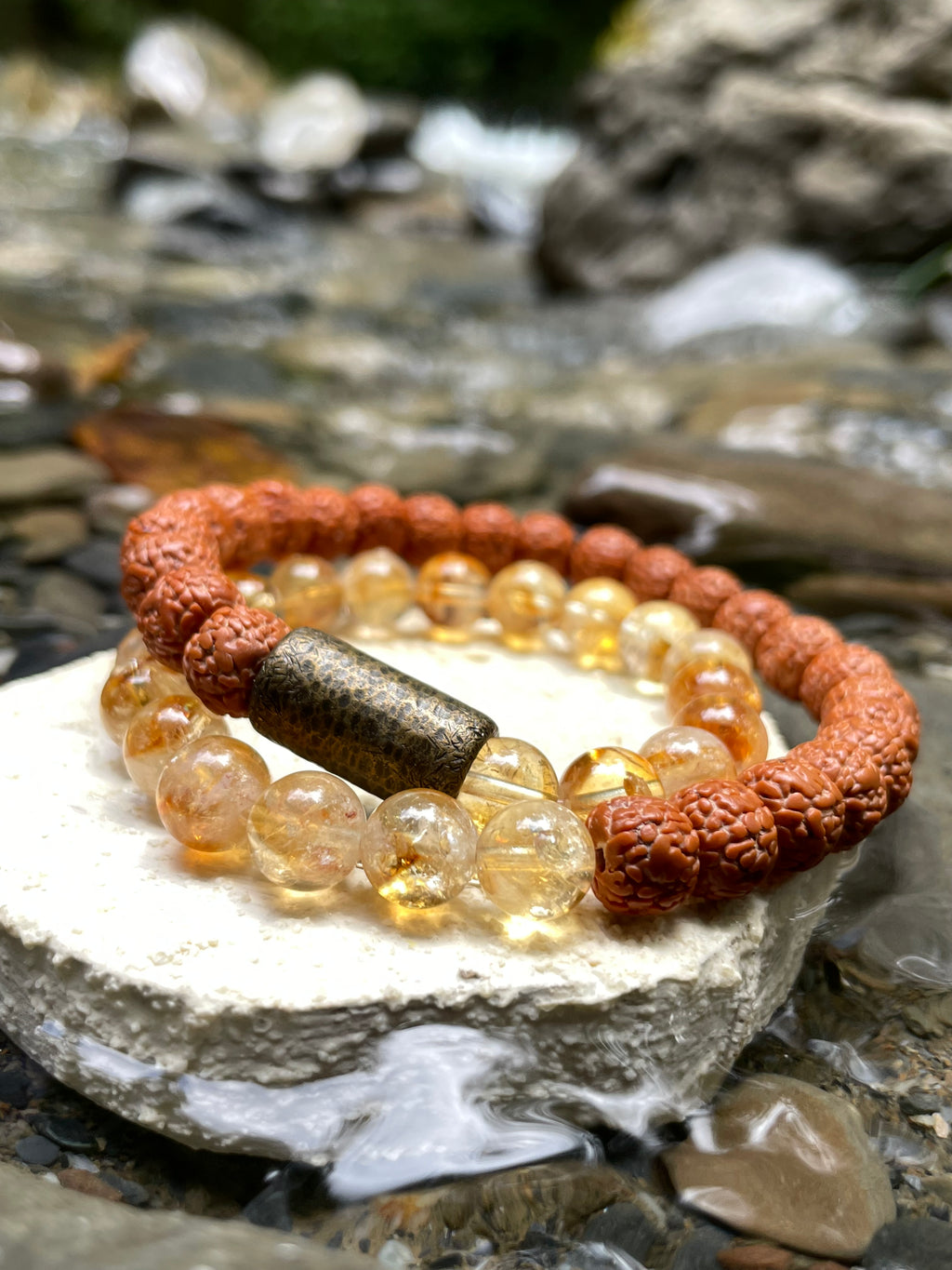 EnergyShine Citrine & Rudraksha Mala Bracelet