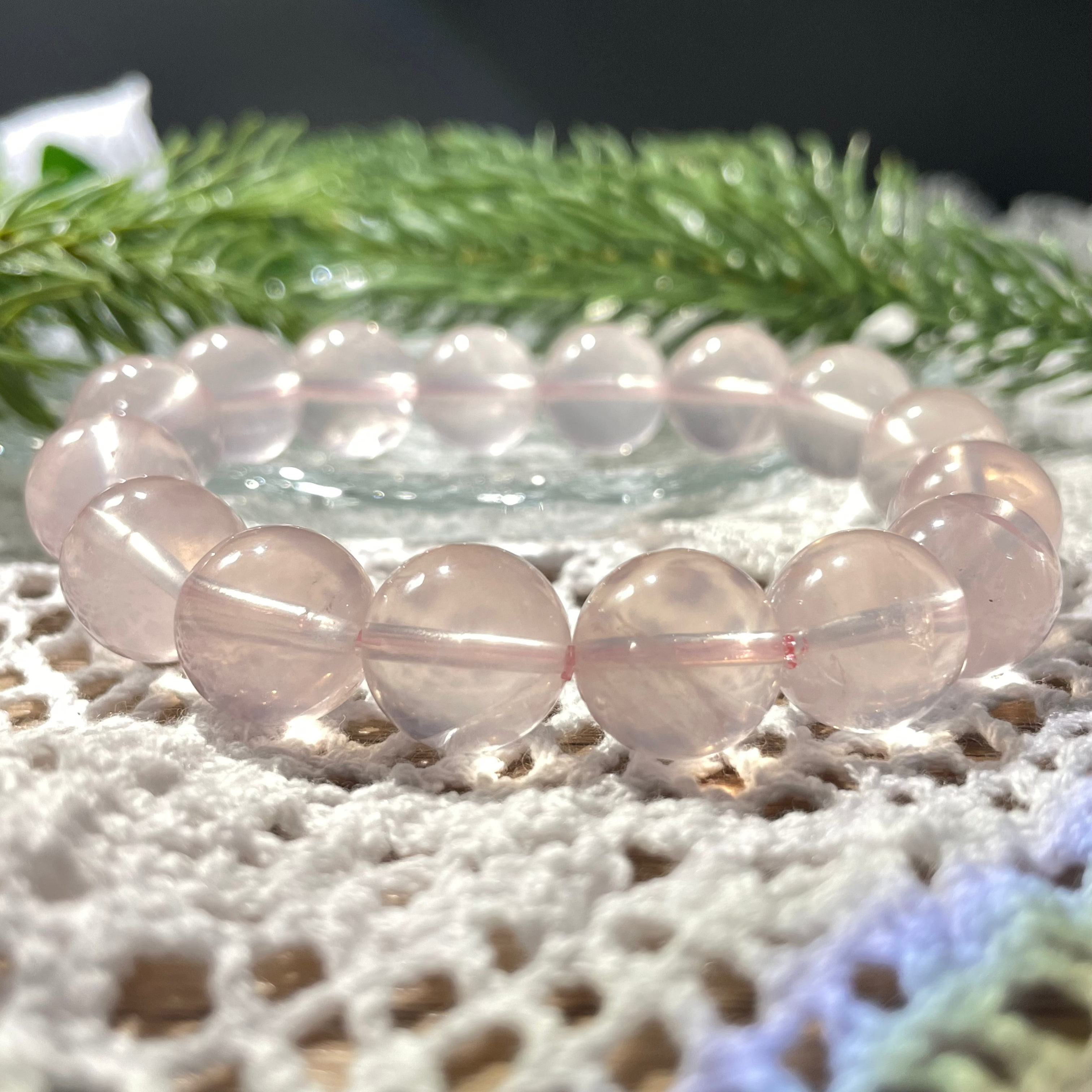 Energyshine Natural Pink Star Quartz Crystal Bracelet