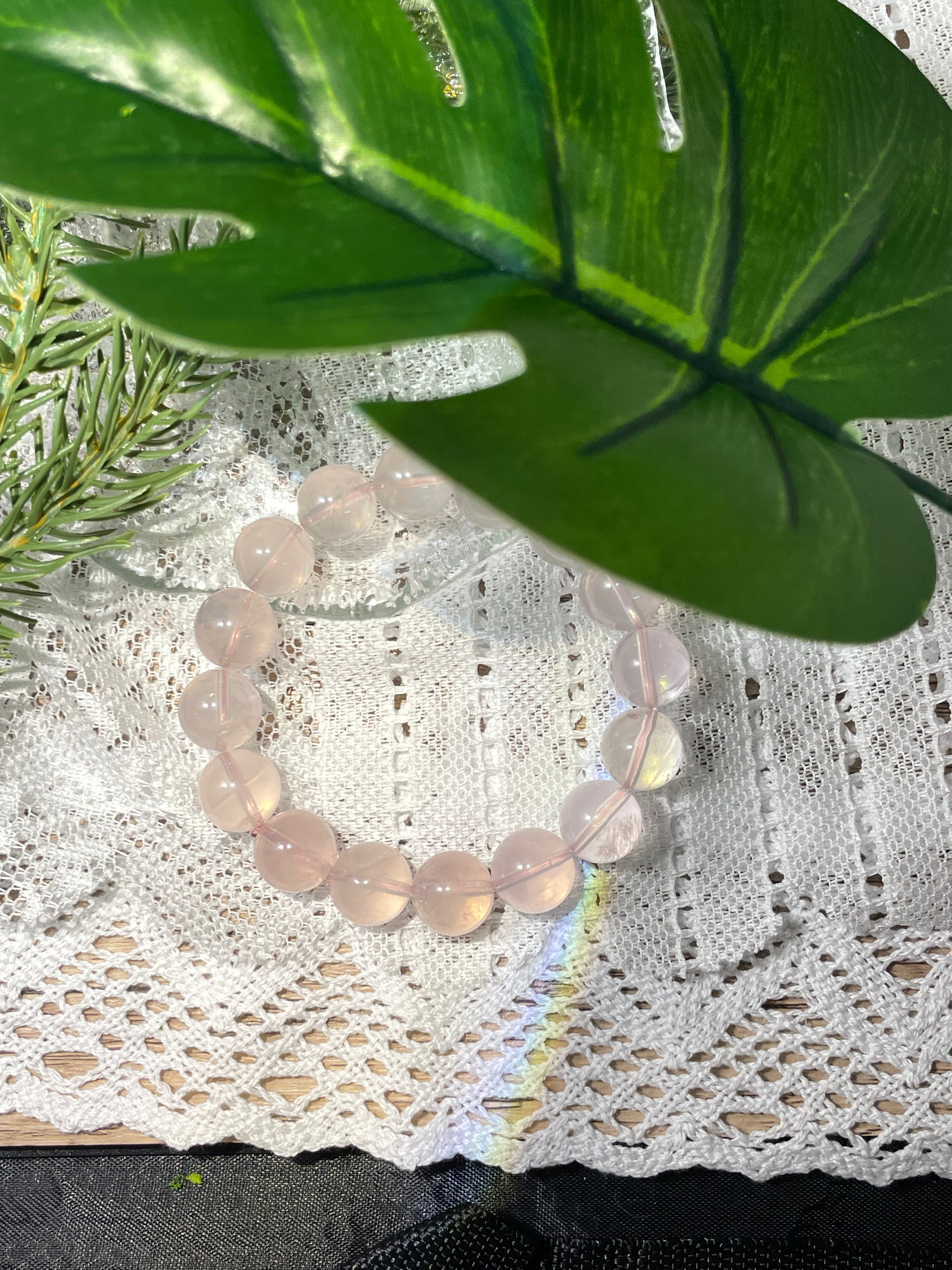 Energyshine Natural Pink Star Quartz Crystal Bracelet