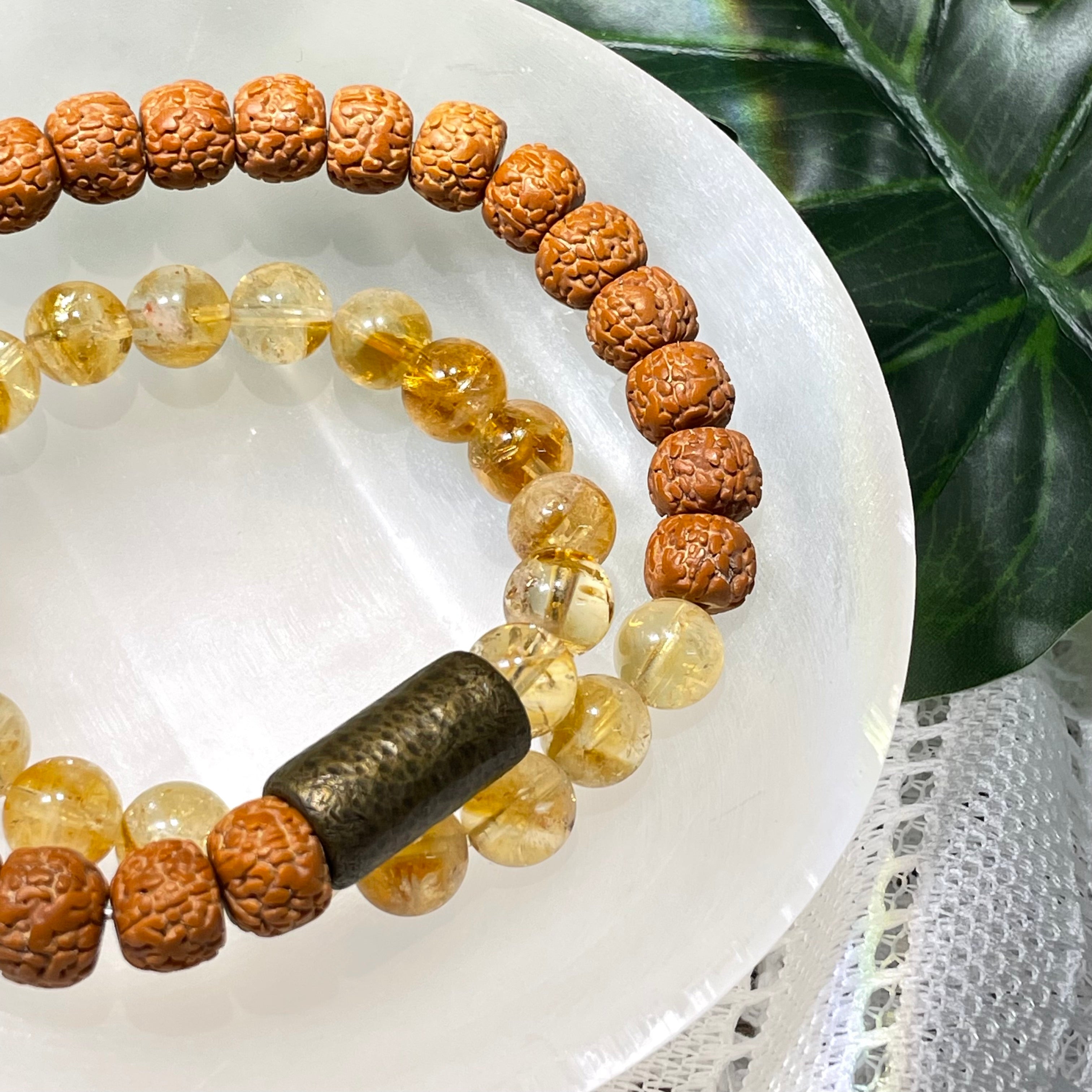 EnergyShine Citrine & Rudraksha Mala Bracelet