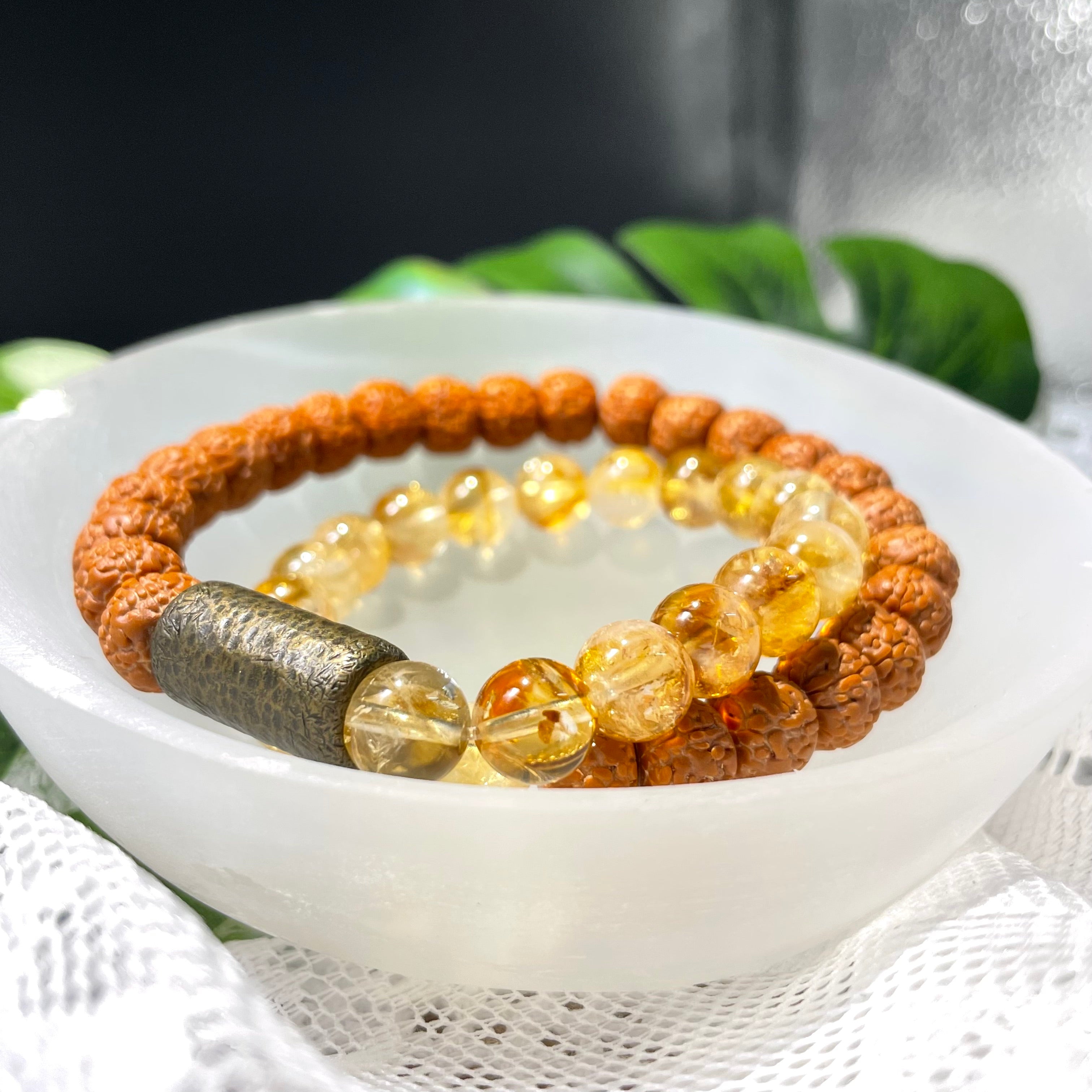 EnergyShine Citrine & Rudraksha Mala Bracelet
