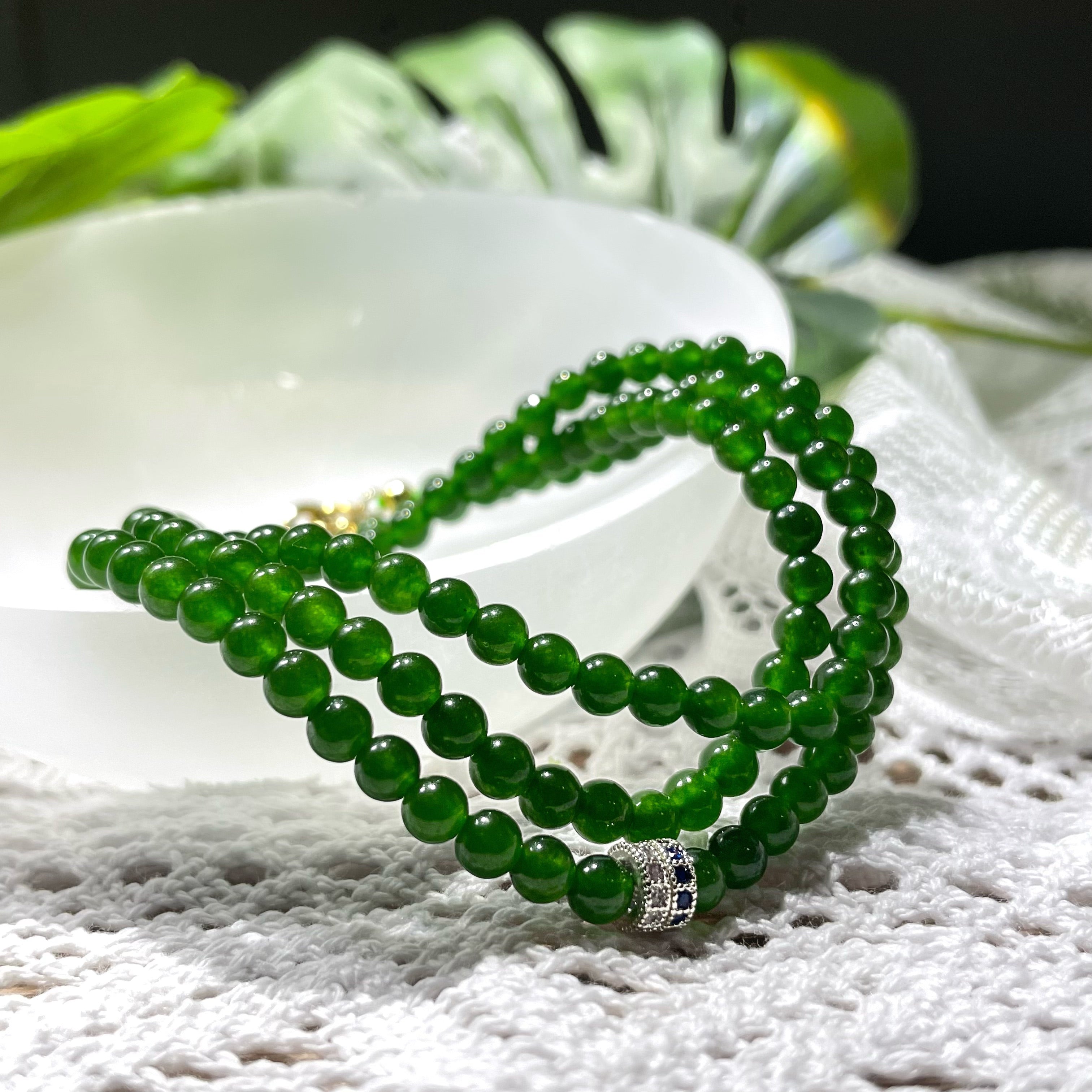 Energyshine Natural Guatemalan Ice-Type Jadeite Beaded Necklace/Bracelet