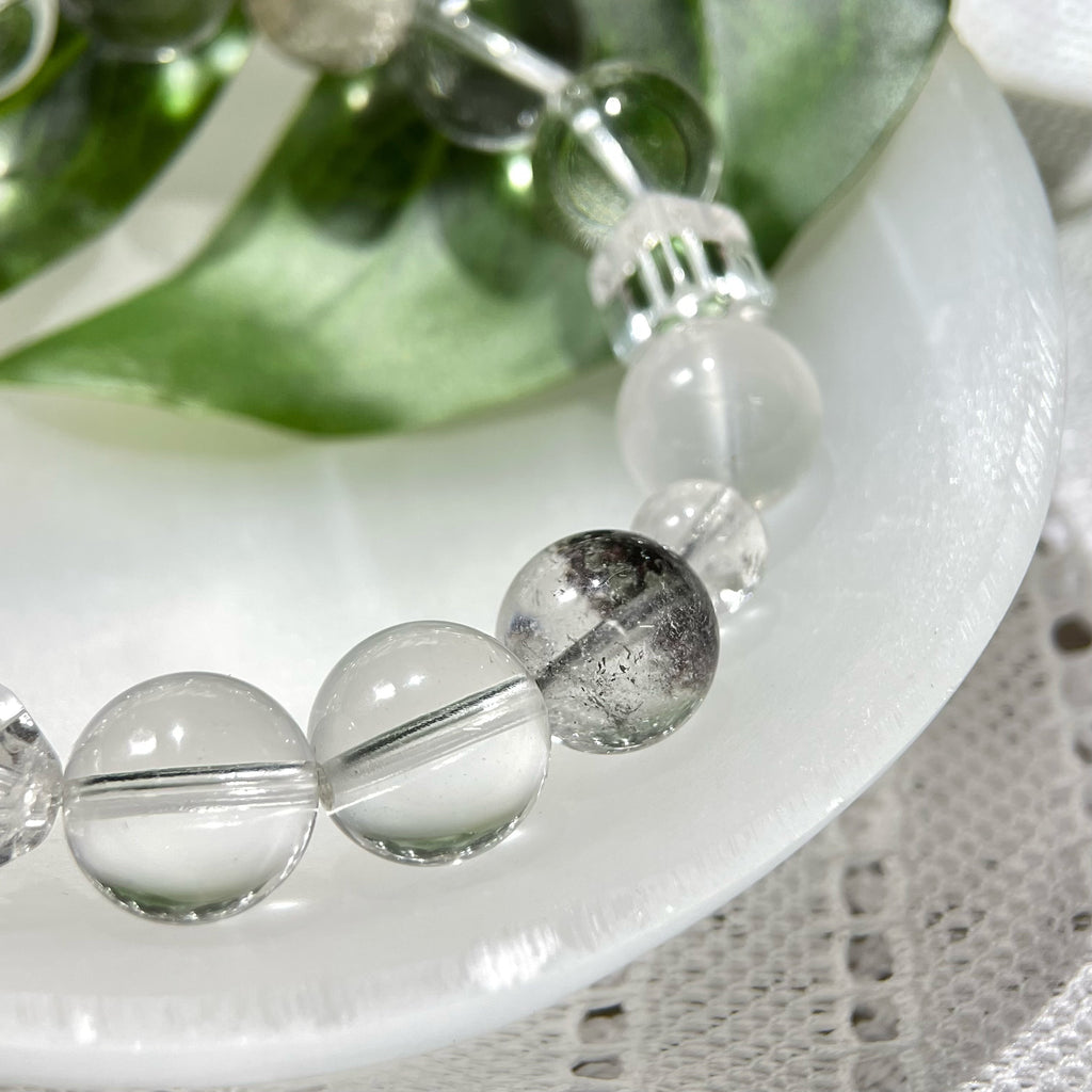 Energyshine Natural Green Phantom & Snow Quartz Minimalist Bracelet