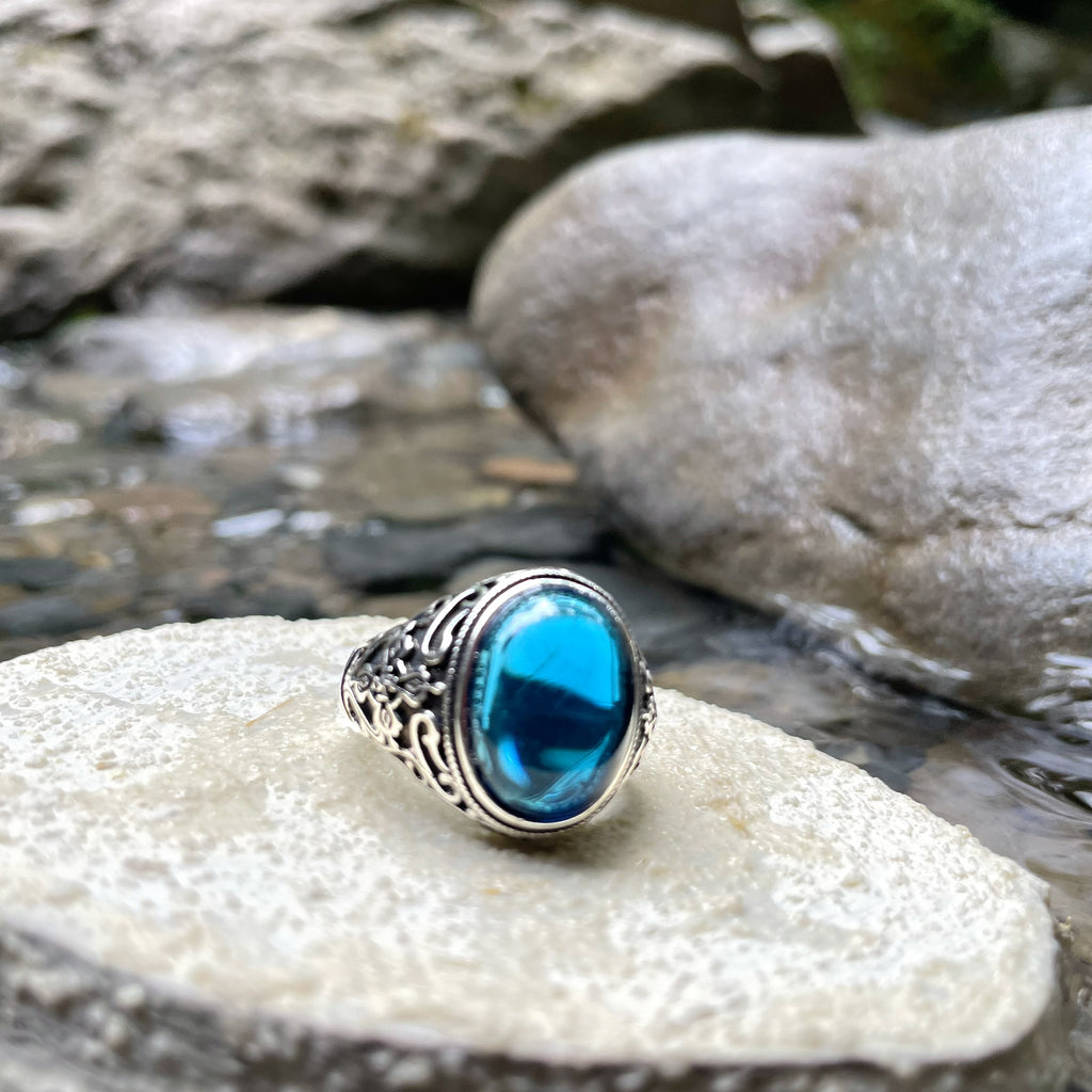 EnergyShine Natural Aquamarine Adjustable Ring | Healing Stone Jewelry