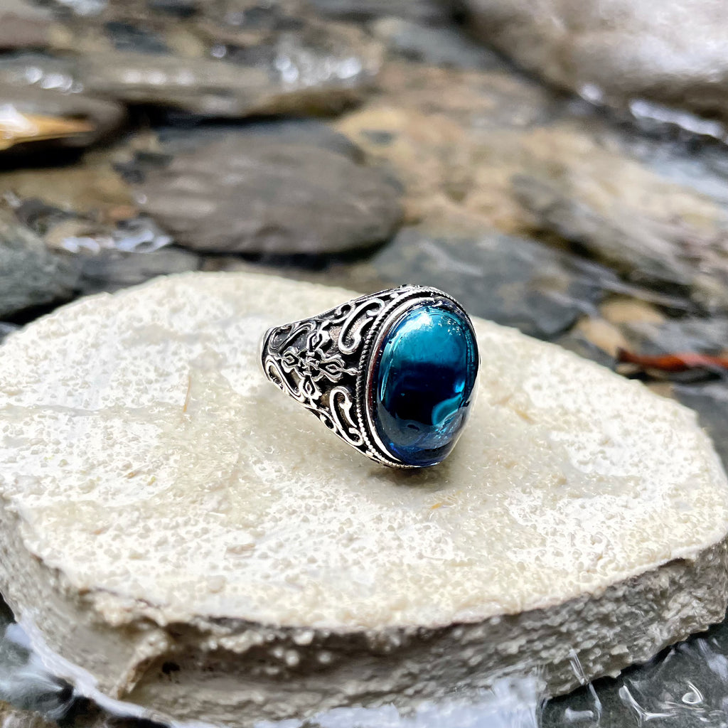 EnergyShine Natural Aquamarine Adjustable Ring | Healing Stone Jewelry