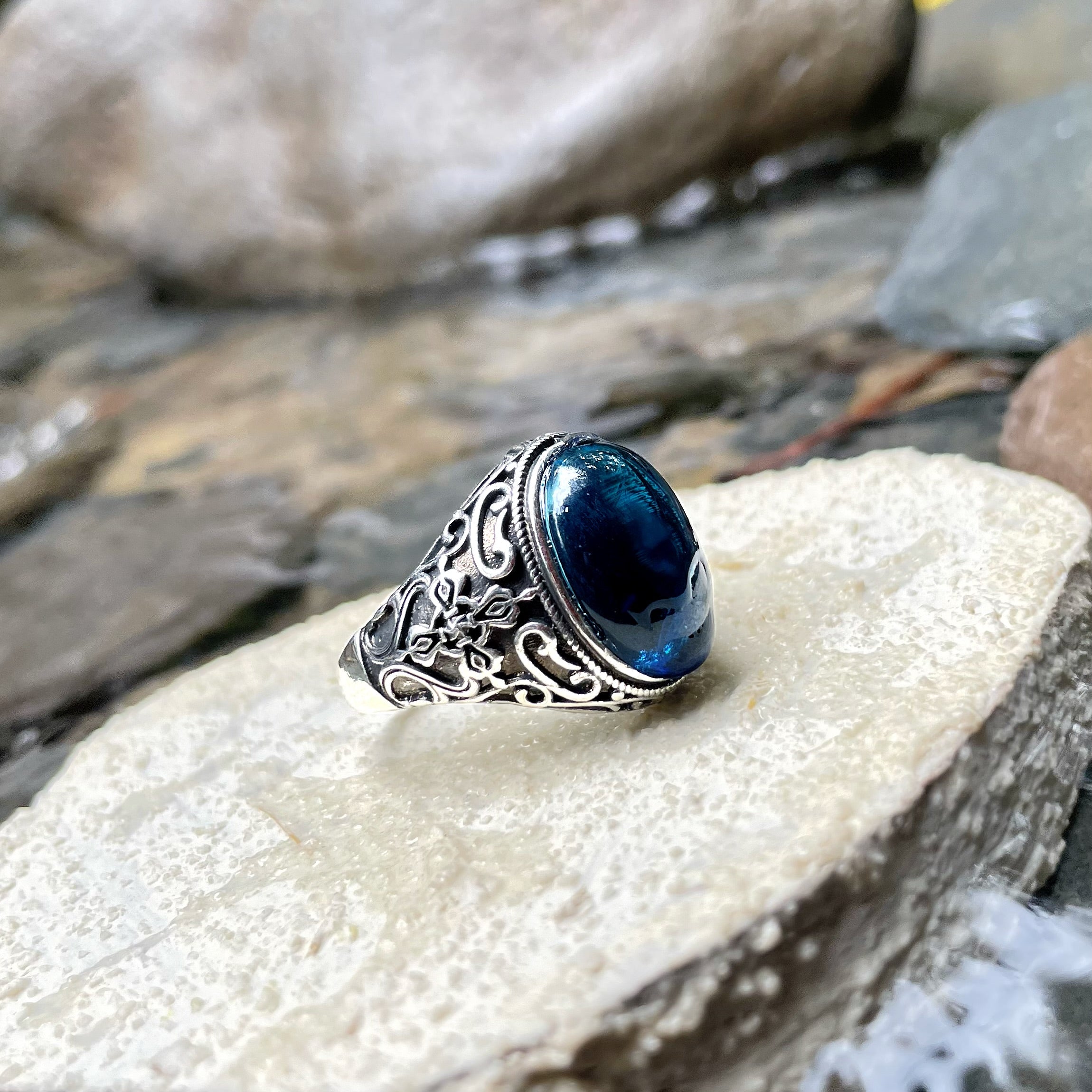 EnergyShine Natural Aquamarine Adjustable Ring | Healing Stone Jewelry