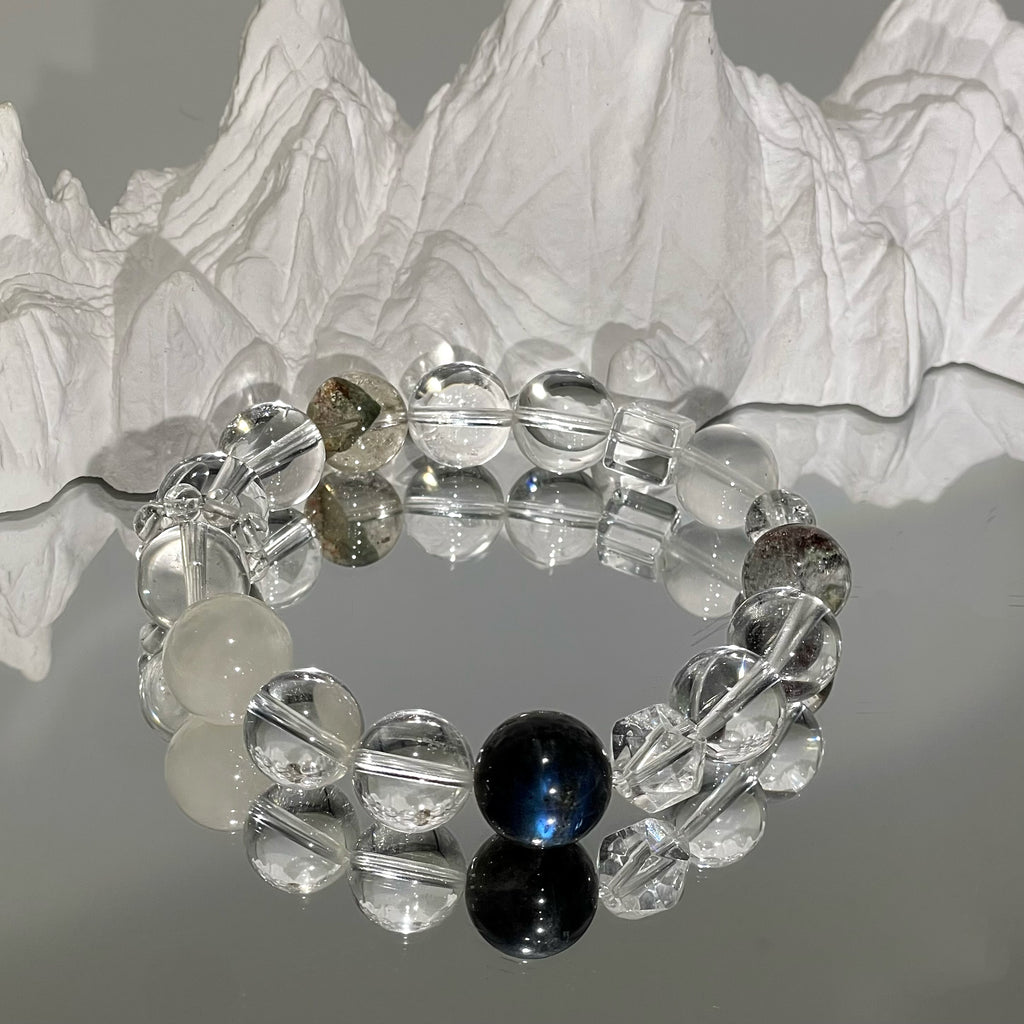 Energyshine Natural Green Phantom & Snow Quartz Minimalist Bracelet - EnergyShine