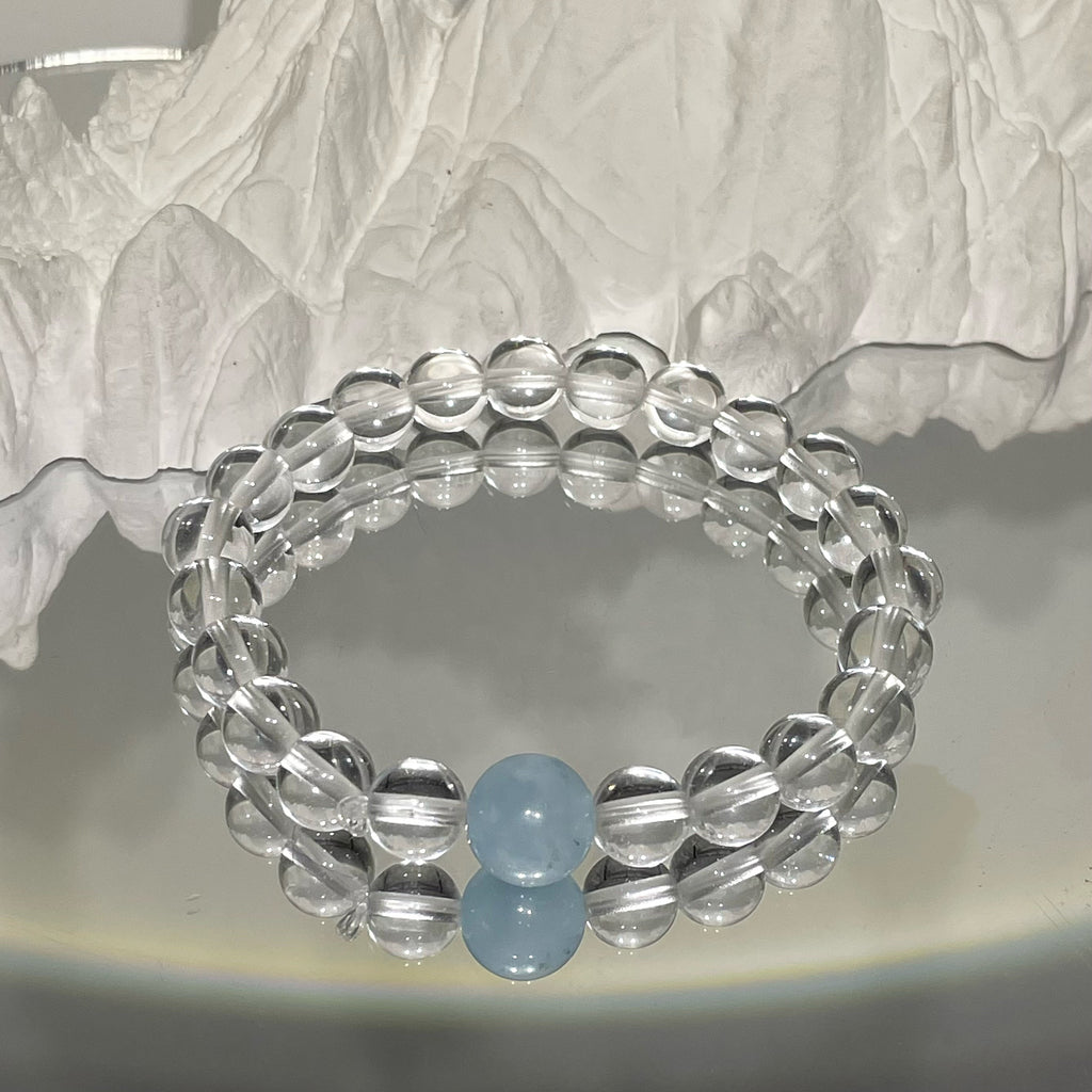 EnergyShine Clear Quartz & Aquamarine Bracelet - Amplified Clarity & Courage - EnergyShine