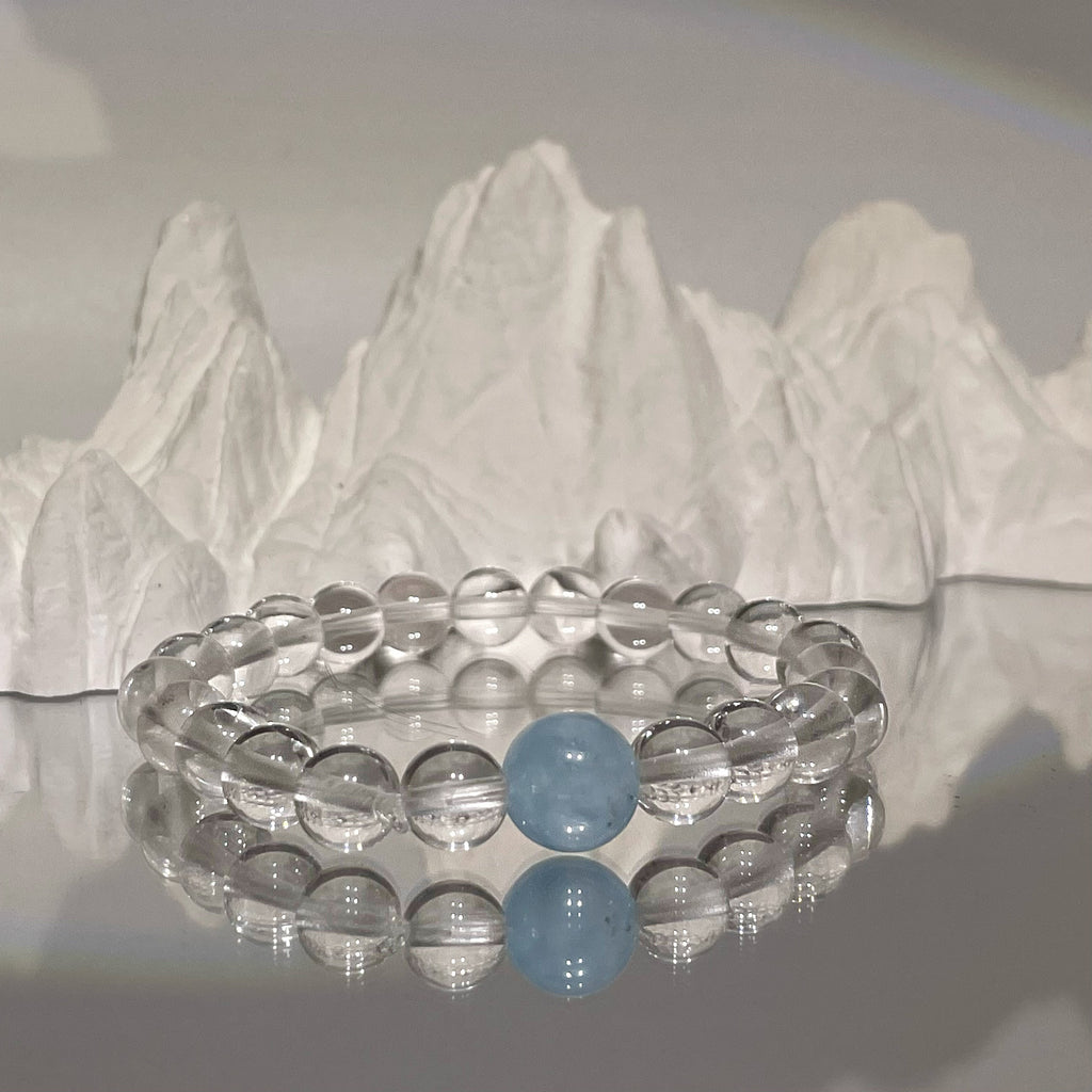 EnergyShine Clear Quartz & Aquamarine Bracelet - Amplified Clarity & Courage - EnergyShine