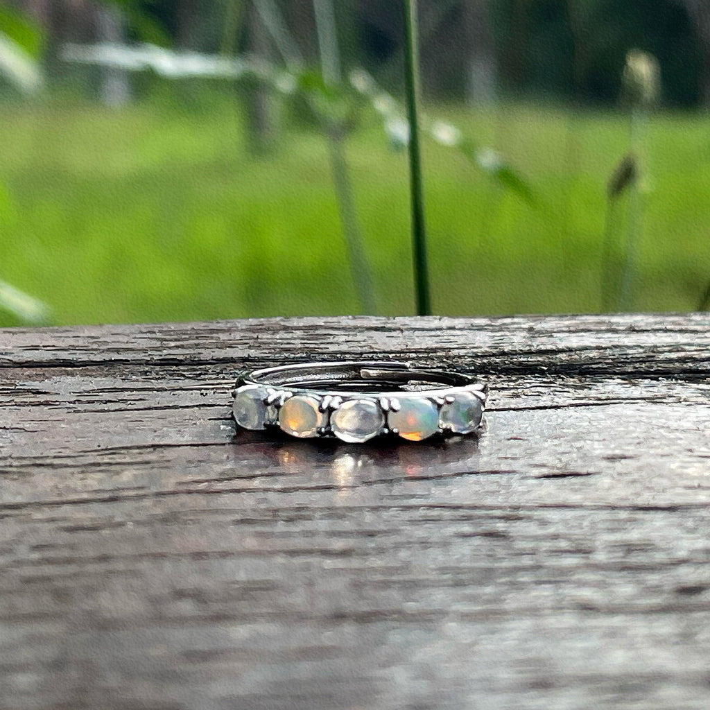 EnergyShine【Aura Capturer】Natural Opal Prong Ring - Your Personal Talisman of Luck