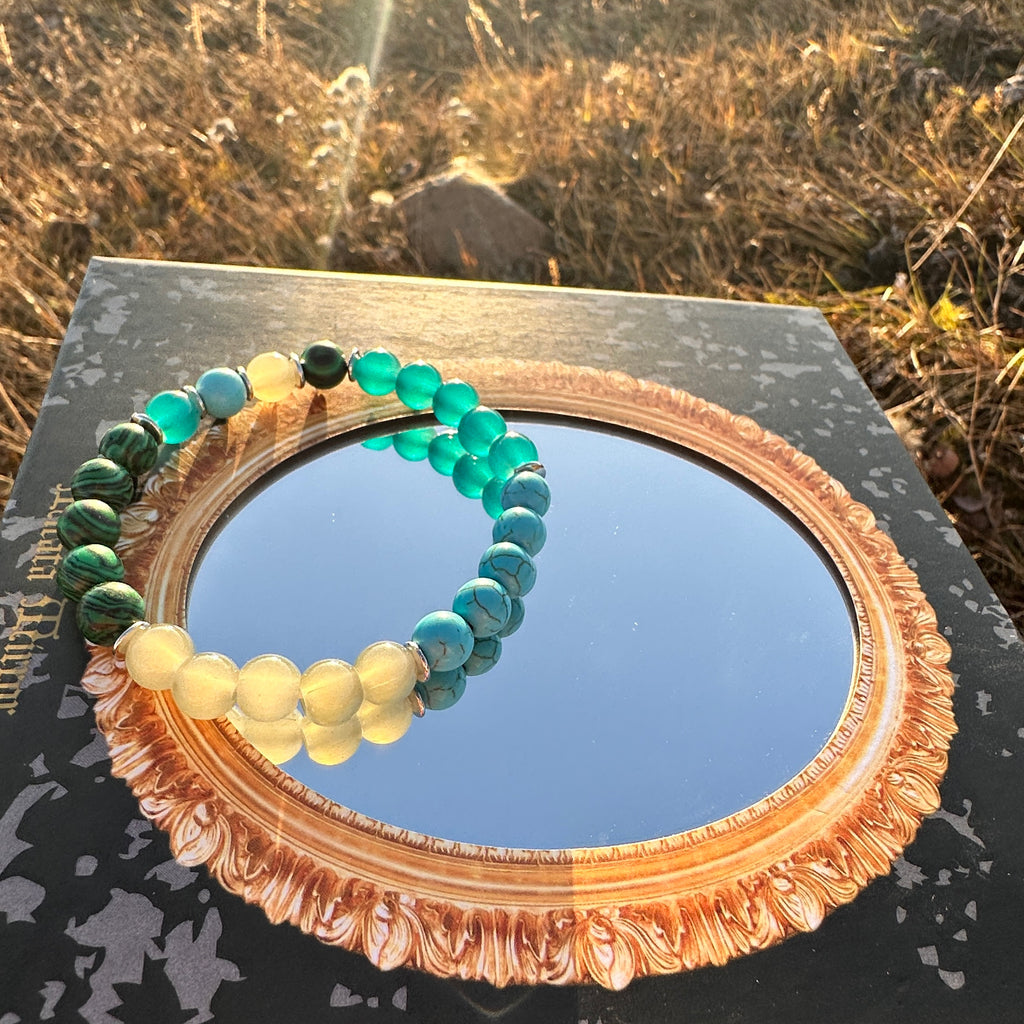 EnergyShine Natural Malachite & Blue Turquoise Beaded Bracelet |Guardiance & Growth