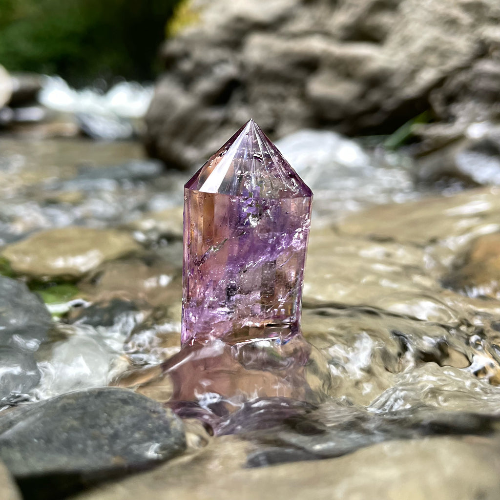 Energyshine Natural Amethyst Vogel Double Terminated Wand | 12-Faceted Rainbow Generator 🔮