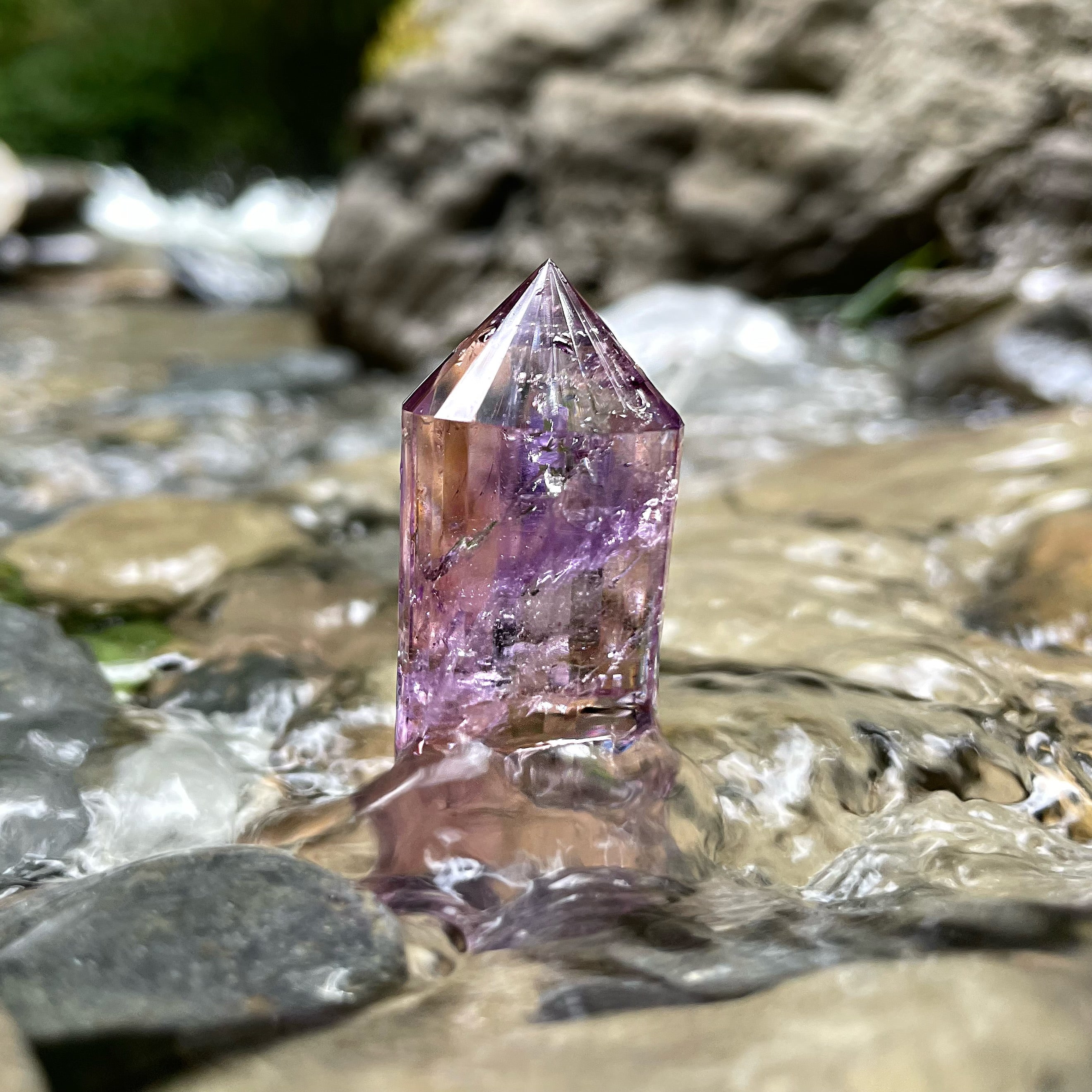 Energyshine Natural Amethyst Vogel Double Terminated Wand | 12-Faceted Rainbow Generator 🔮
