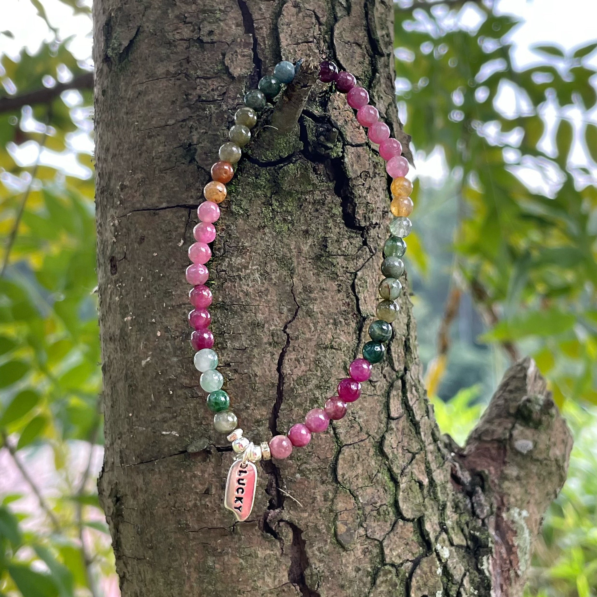Energyshine 2mm Rainbow Tourmaline Beaded Bracelet