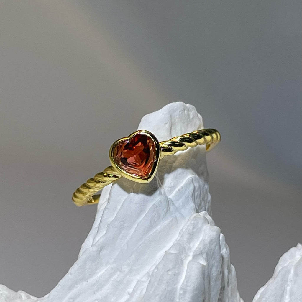 EnergyShine Real Red Garnet Heart-Shaped Ring, Sterling Silver Love Gift Gemstone Trendy Ring for Women Charm Fine Jewelry