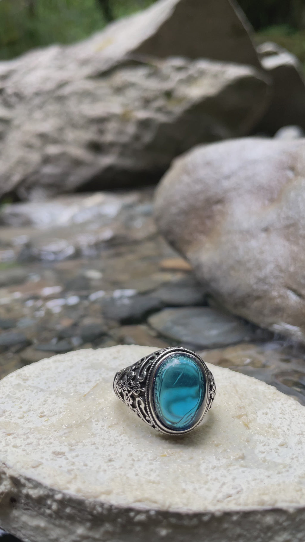 EnergyShine Natural Aquamarine Adjustable Ring | Healing Stone Jewelry