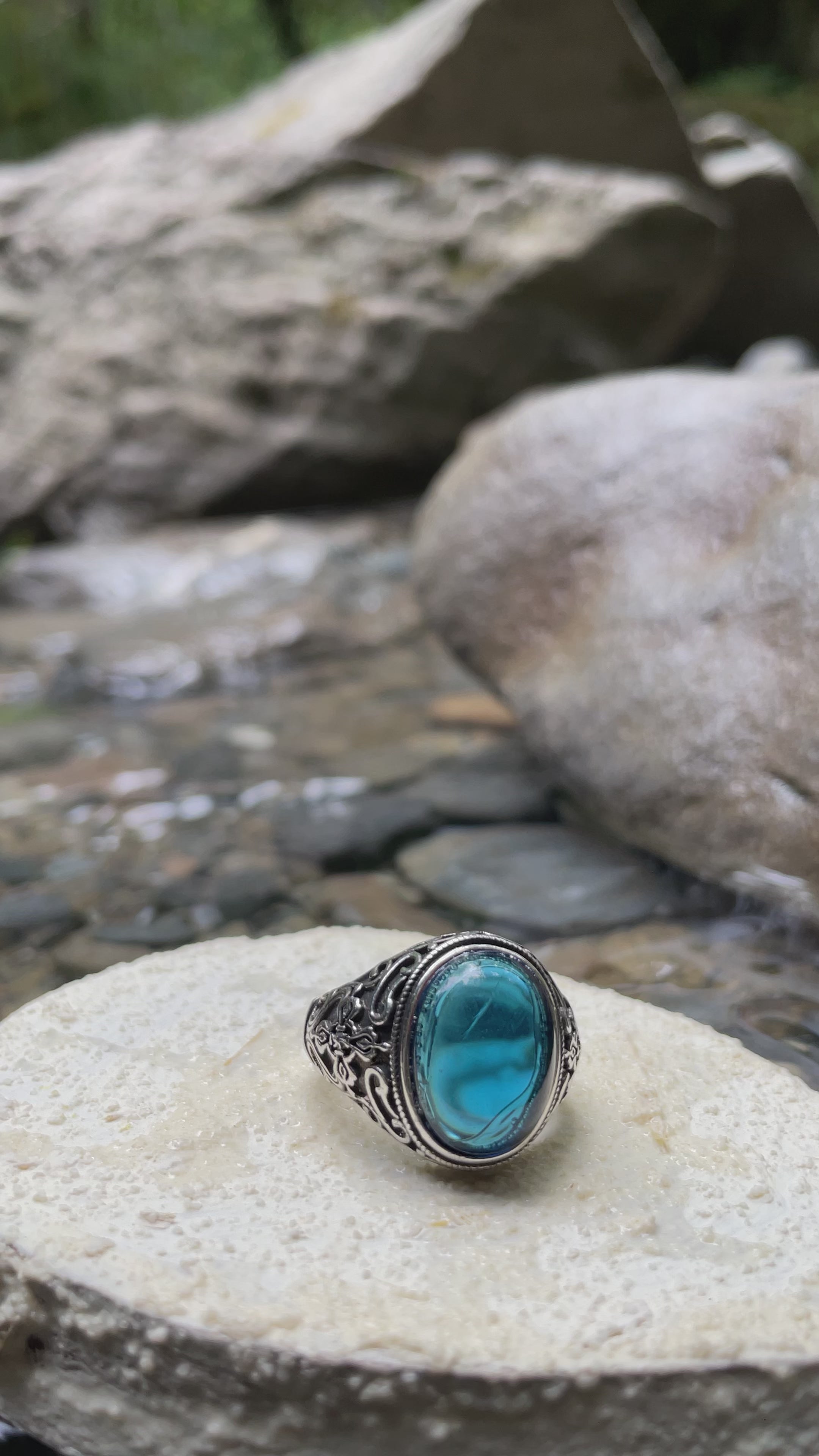 EnergyShine Natural Aquamarine Adjustable Ring | Healing Stone Jewelry
