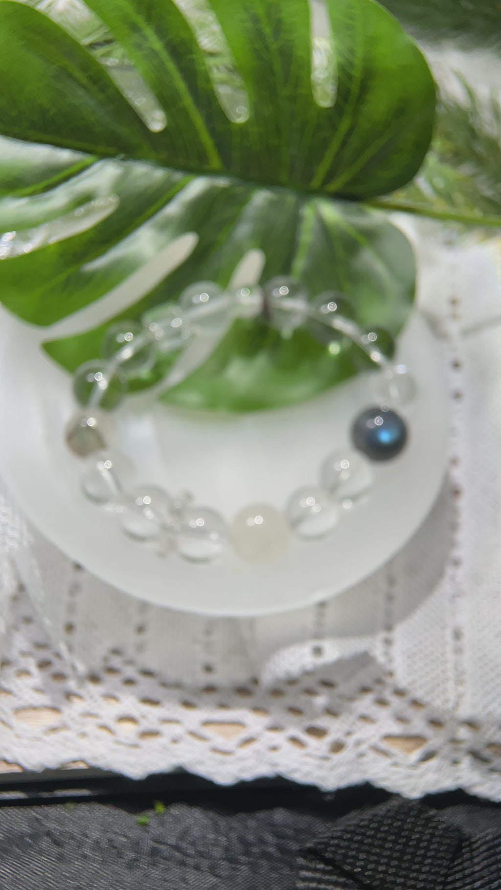 Energyshine Natural Green Phantom & Snow Quartz Minimalist Bracelet