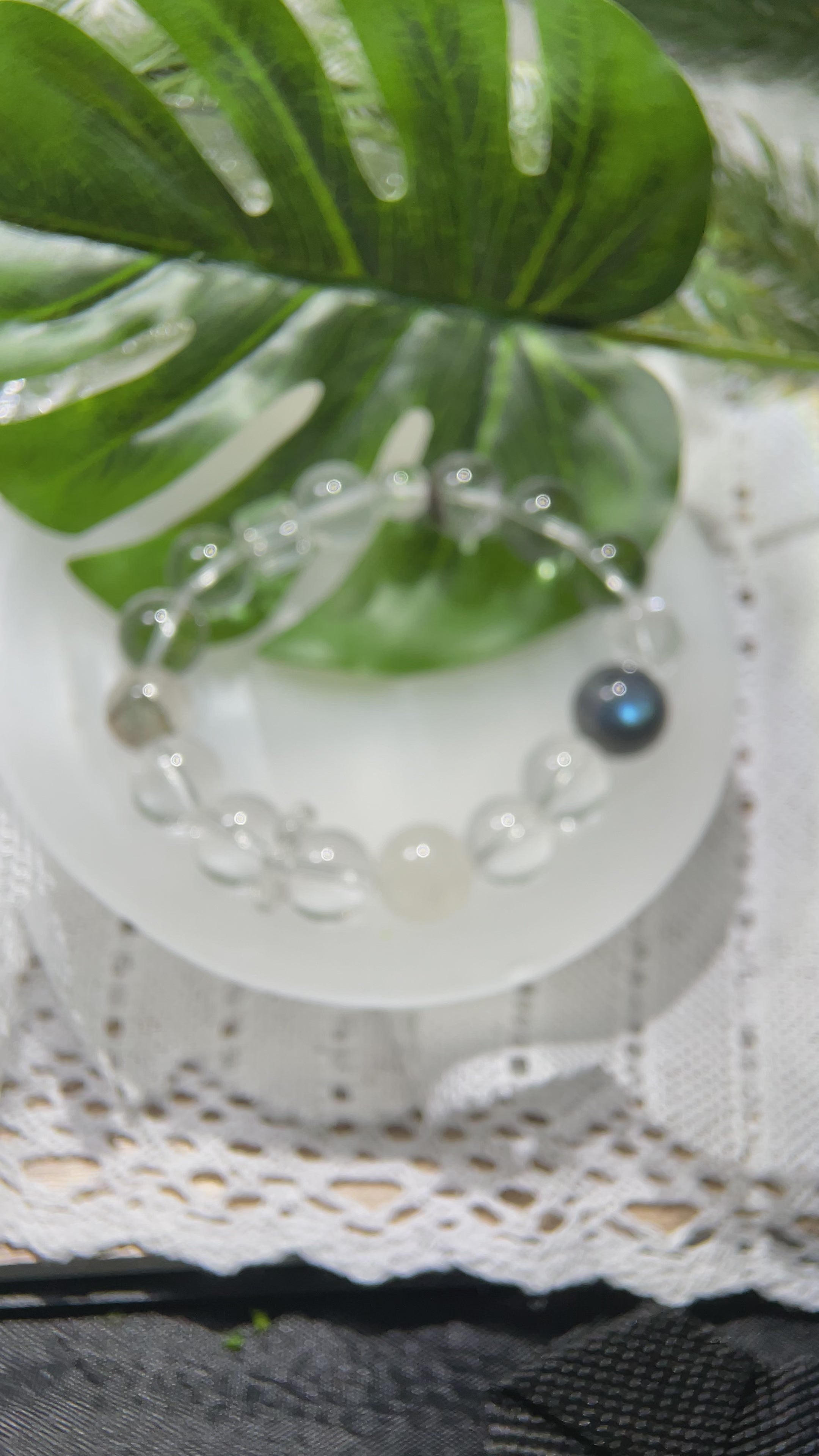 Energyshine Natural Green Phantom & Snow Quartz Minimalist Bracelet